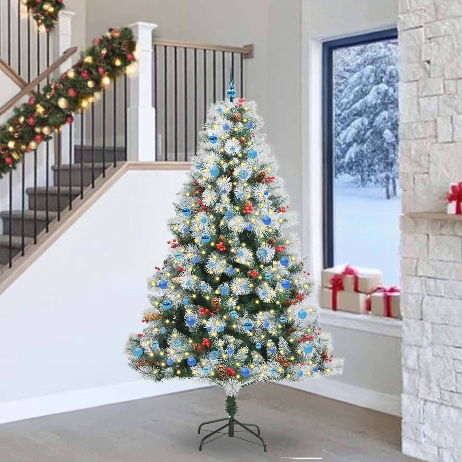vidaXL Künstlicher Weihnachtsbaum Grün und Weiß 240 cm