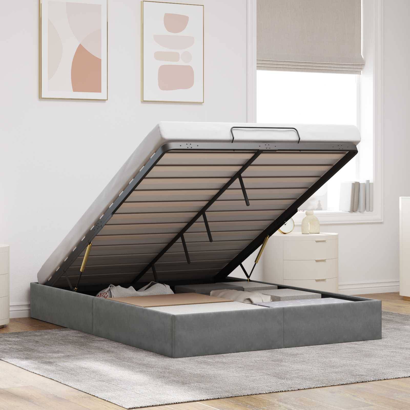 vidaXL Ottoman Bettgestell Dunkelgrau 152 x 203 cm Samt