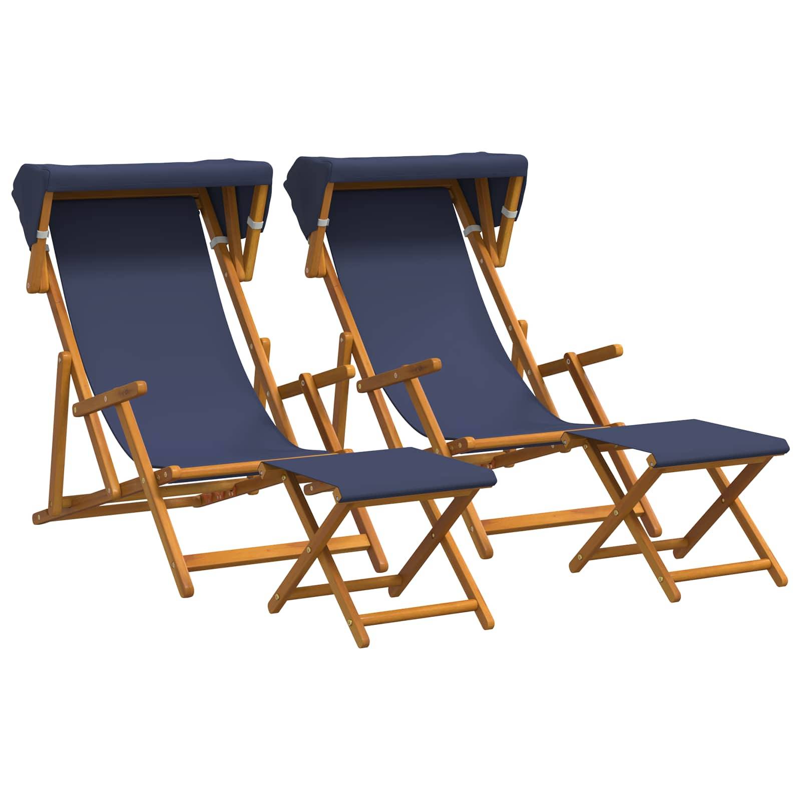 vidaXL Liegestuhl 4 pcs 3 Position Massives Eukalyptus Holz Blau