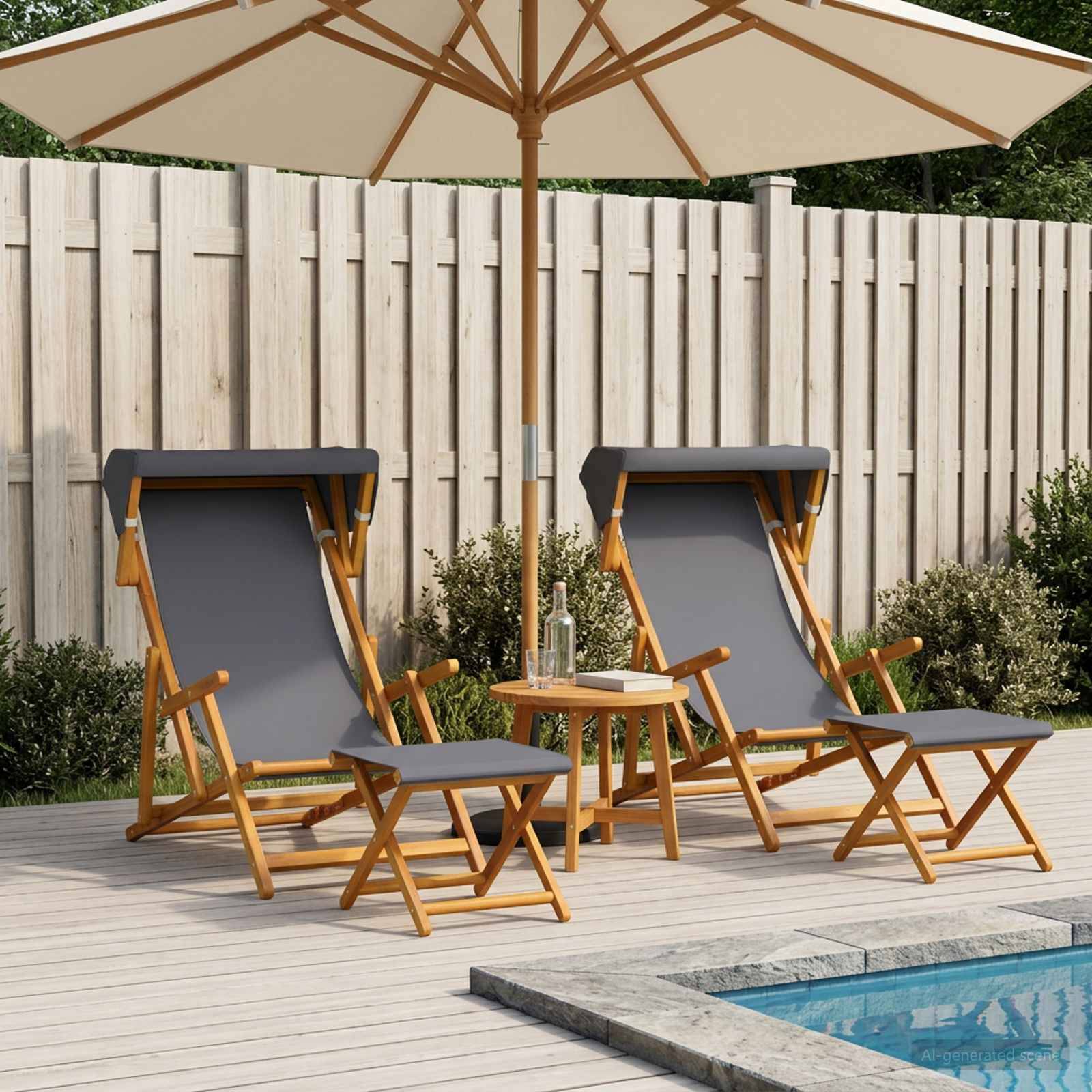vidaXL Liegestuhl 4 pcs 3 Position Massives Eukalyptus Holz Grau