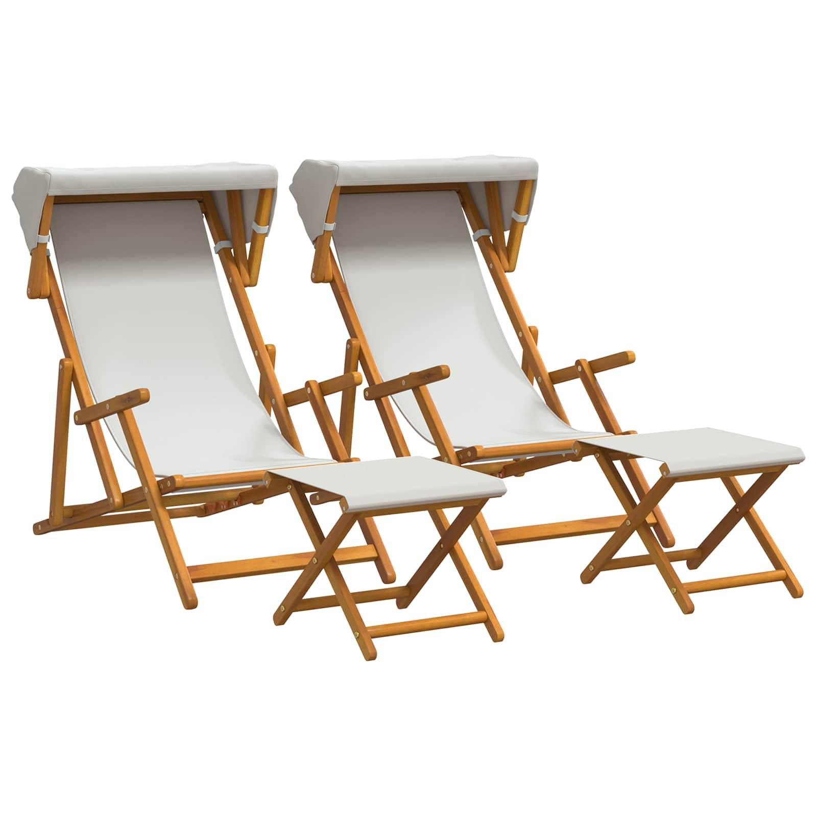 vidaXL Liegestuhl 4 pcs 3 Position Massives Eukalyptus Holz Creme
