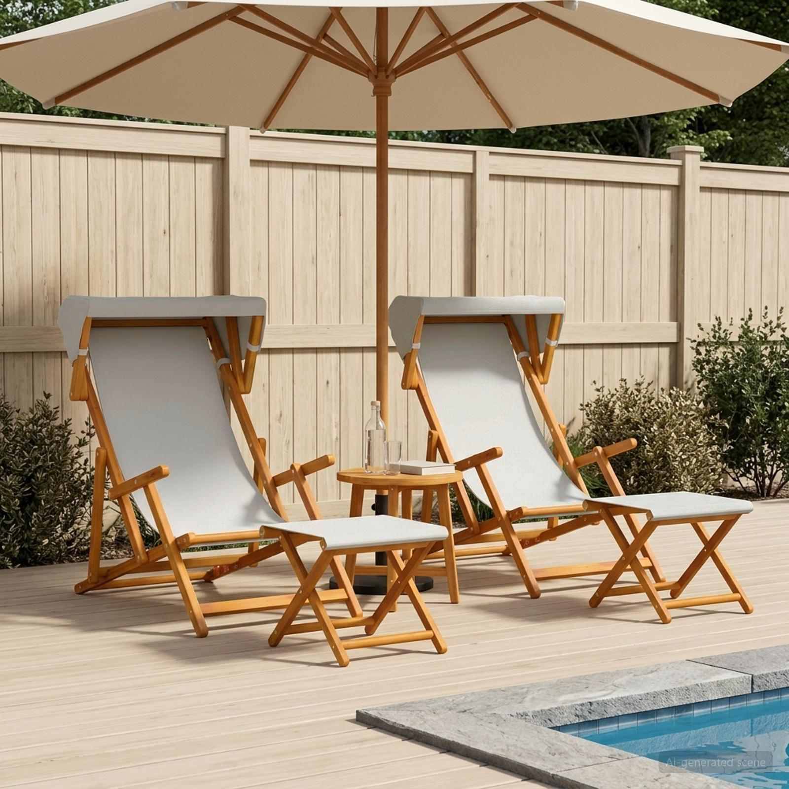 vidaXL Liegestuhl 4 pcs 3 Position Massives Eukalyptus Holz Creme