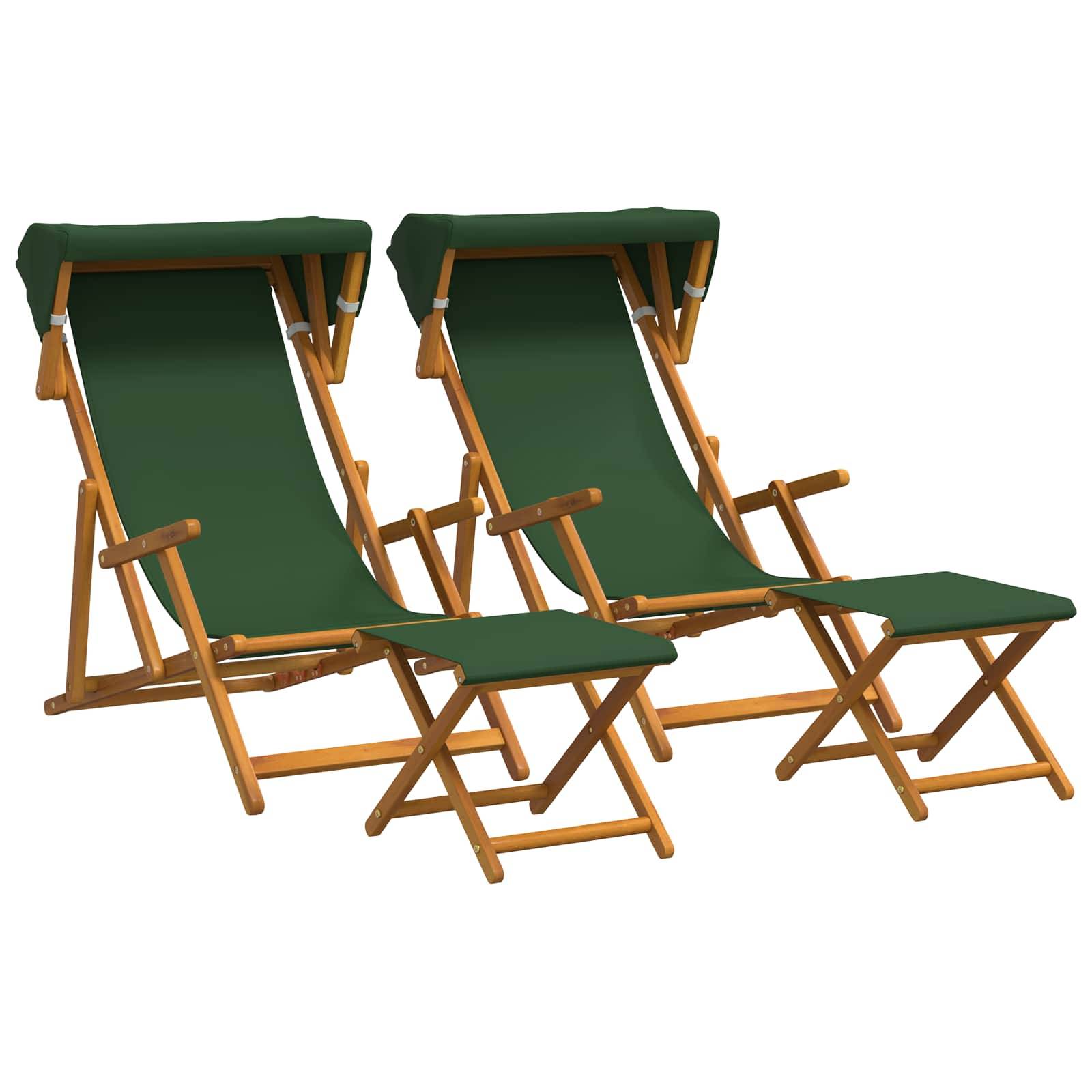vidaXL Liegestuhl 4 pcs 3 Position Massives Eukalyptus Holz Grün