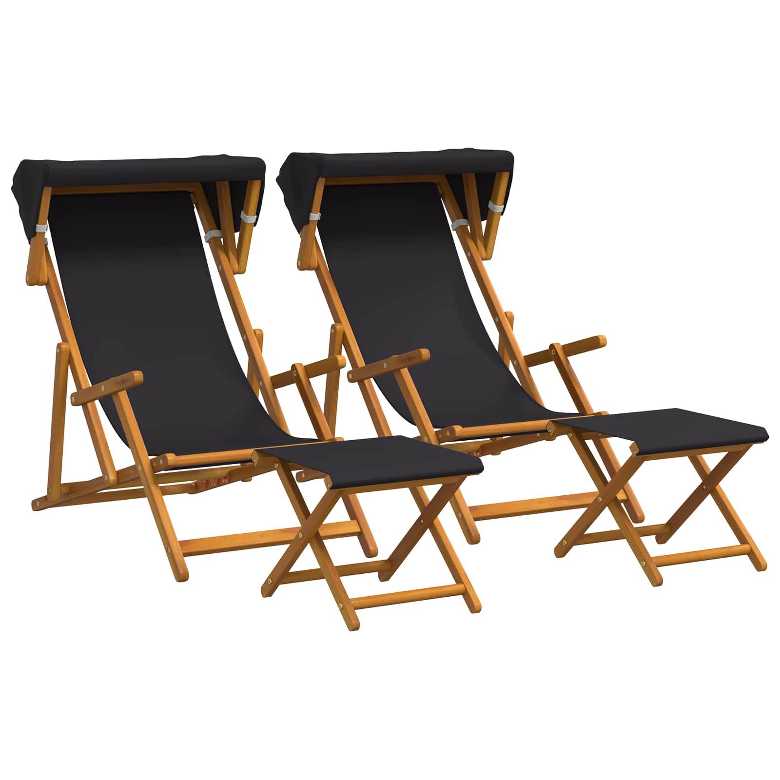 vidaXL Liegestuhl 4 pcs 3 Position Massives Eukalyptus Holz Schwarz