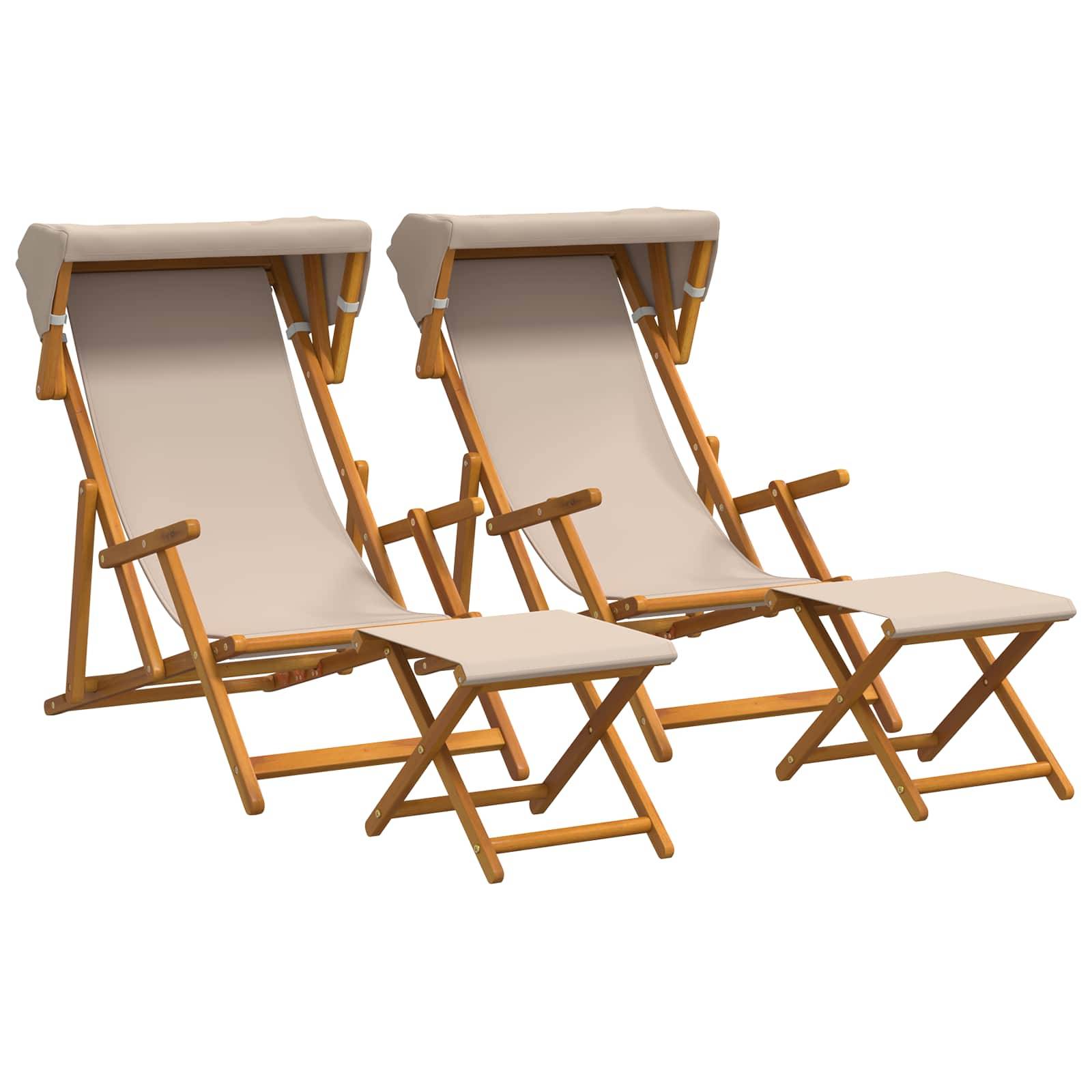 vidaXL Liegestuhl 4 pcs 3 Position Massives Eukalyptus Holz Beige