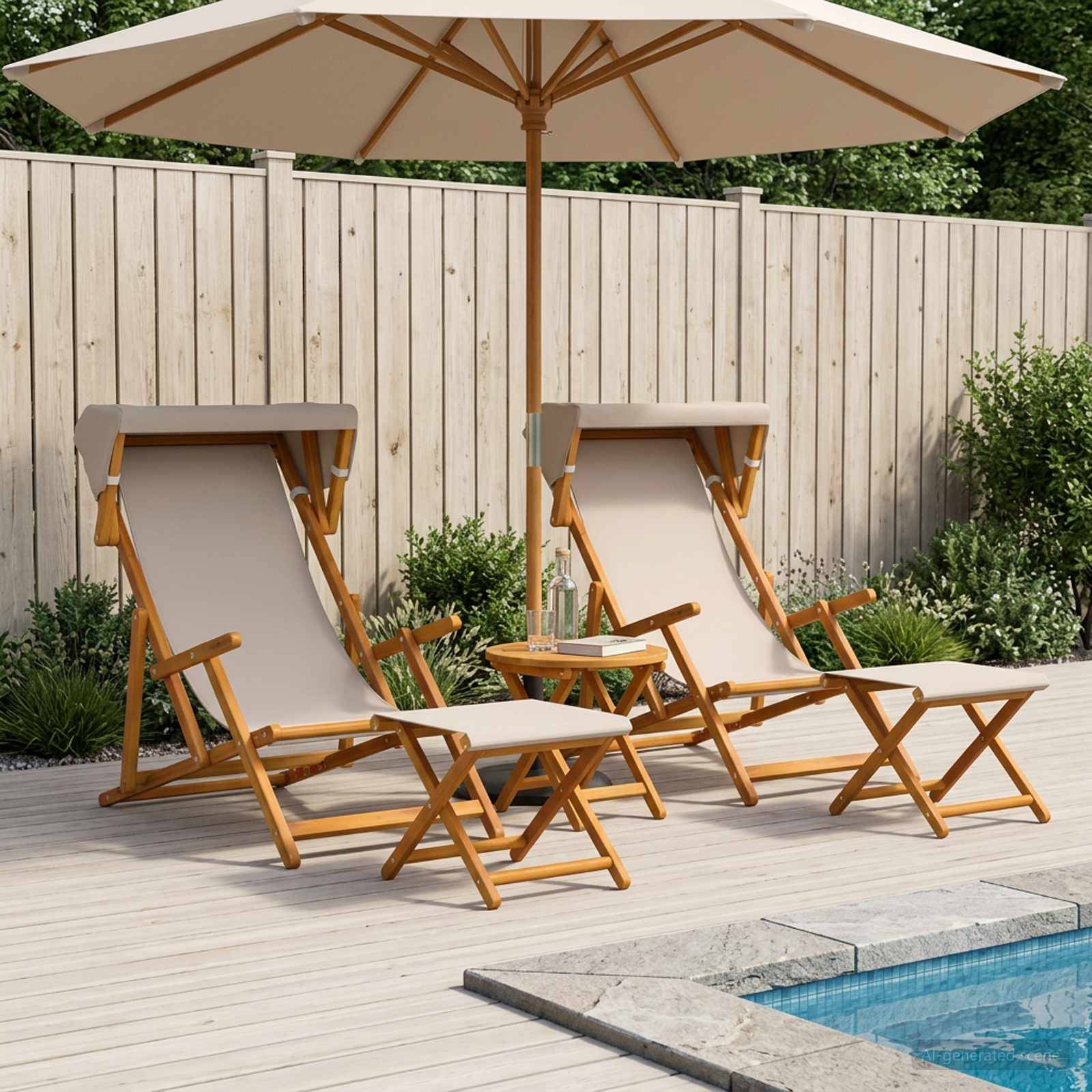 vidaXL Liegestuhl 4 pcs 3 Position Massives Eukalyptus Holz Beige