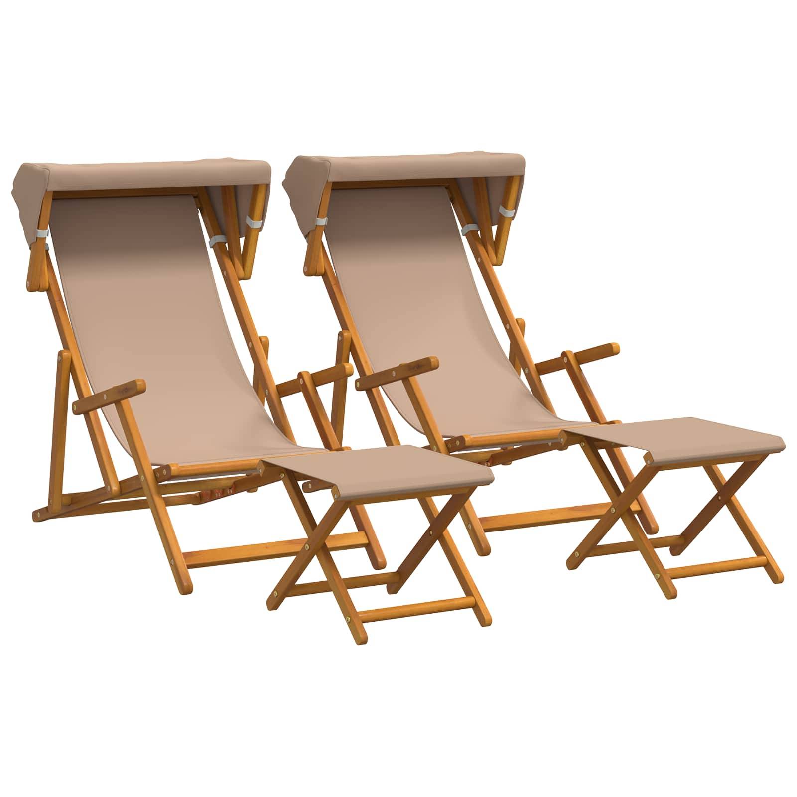 vidaXL Liegestuhl 4 stk. 3 Position Massives Eukalyptus Holz Taupe