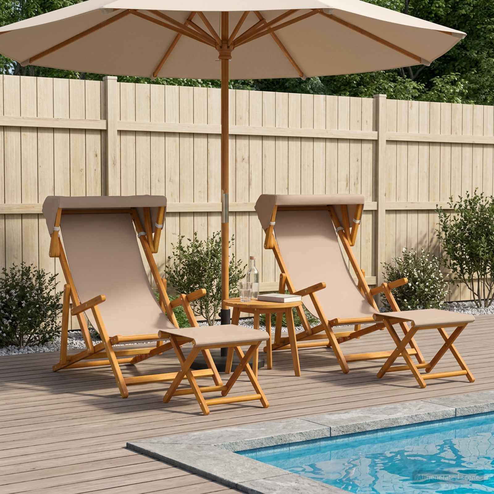 vidaXL Liegestuhl 4 stk. 3 Position Massives Eukalyptus Holz Taupe