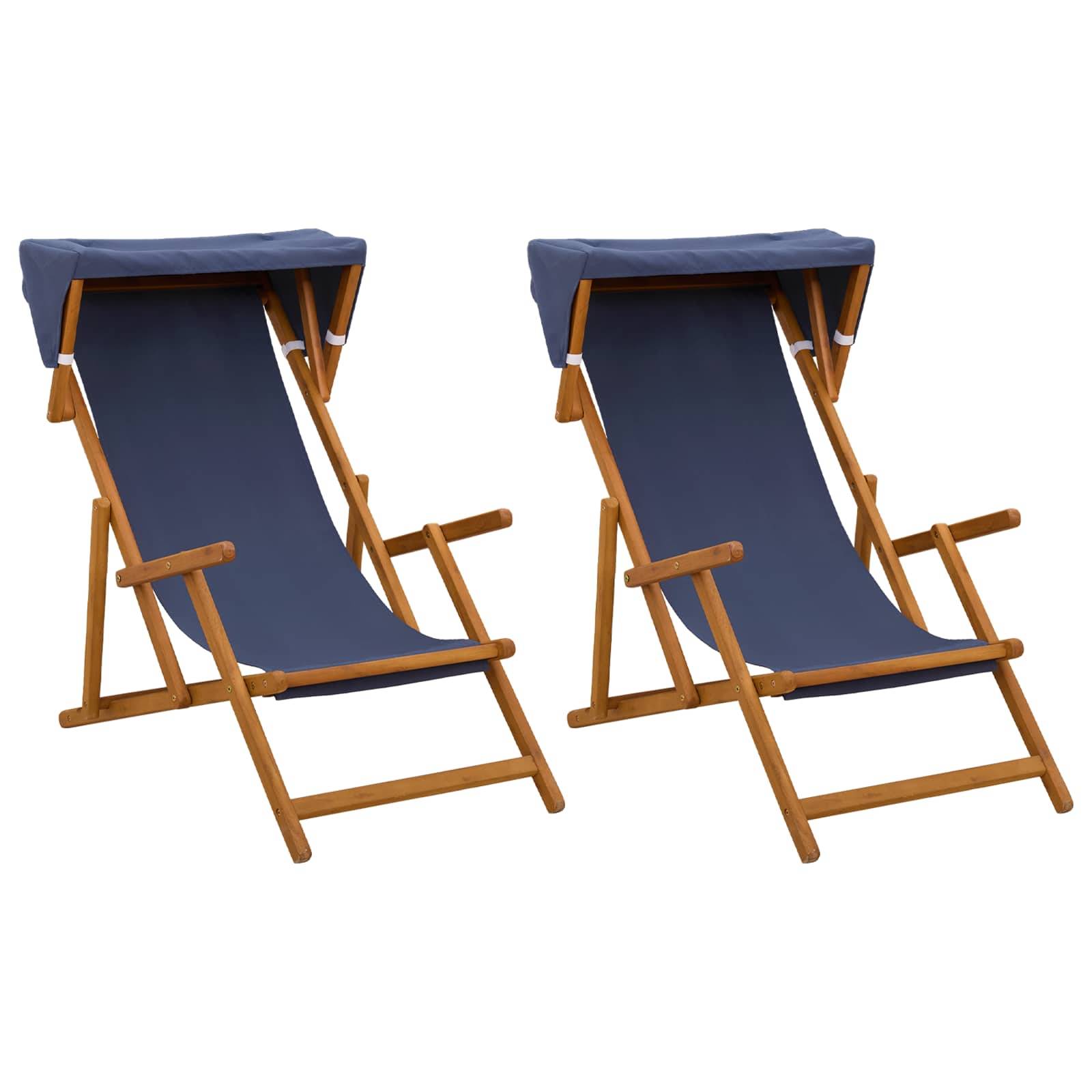 vidaXL Liegestuhl 2 pcs 3 Position Massives Eukalyptus Holz Blau
