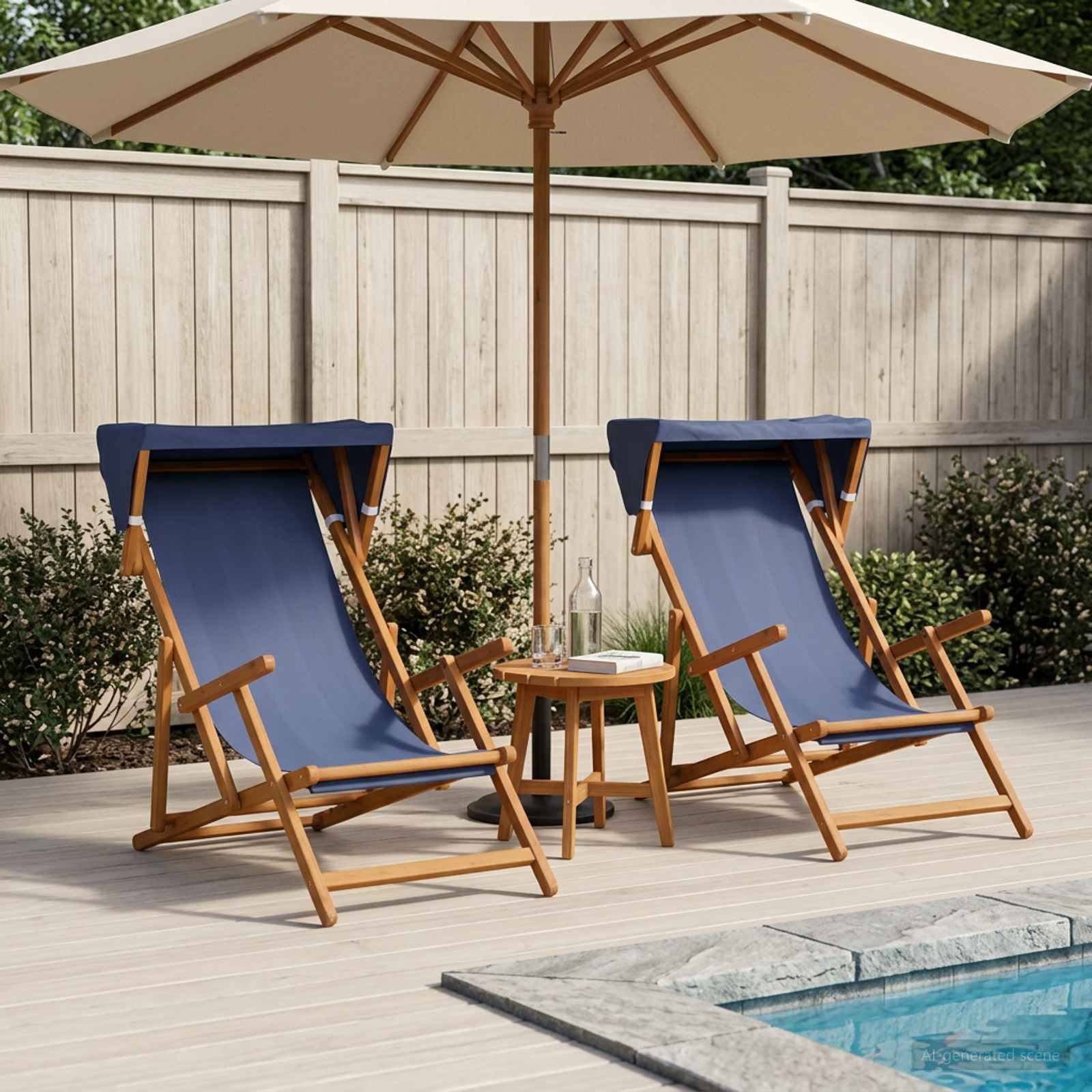 vidaXL Liegestuhl 2 pcs 3 Position Massives Eukalyptus Holz Blau