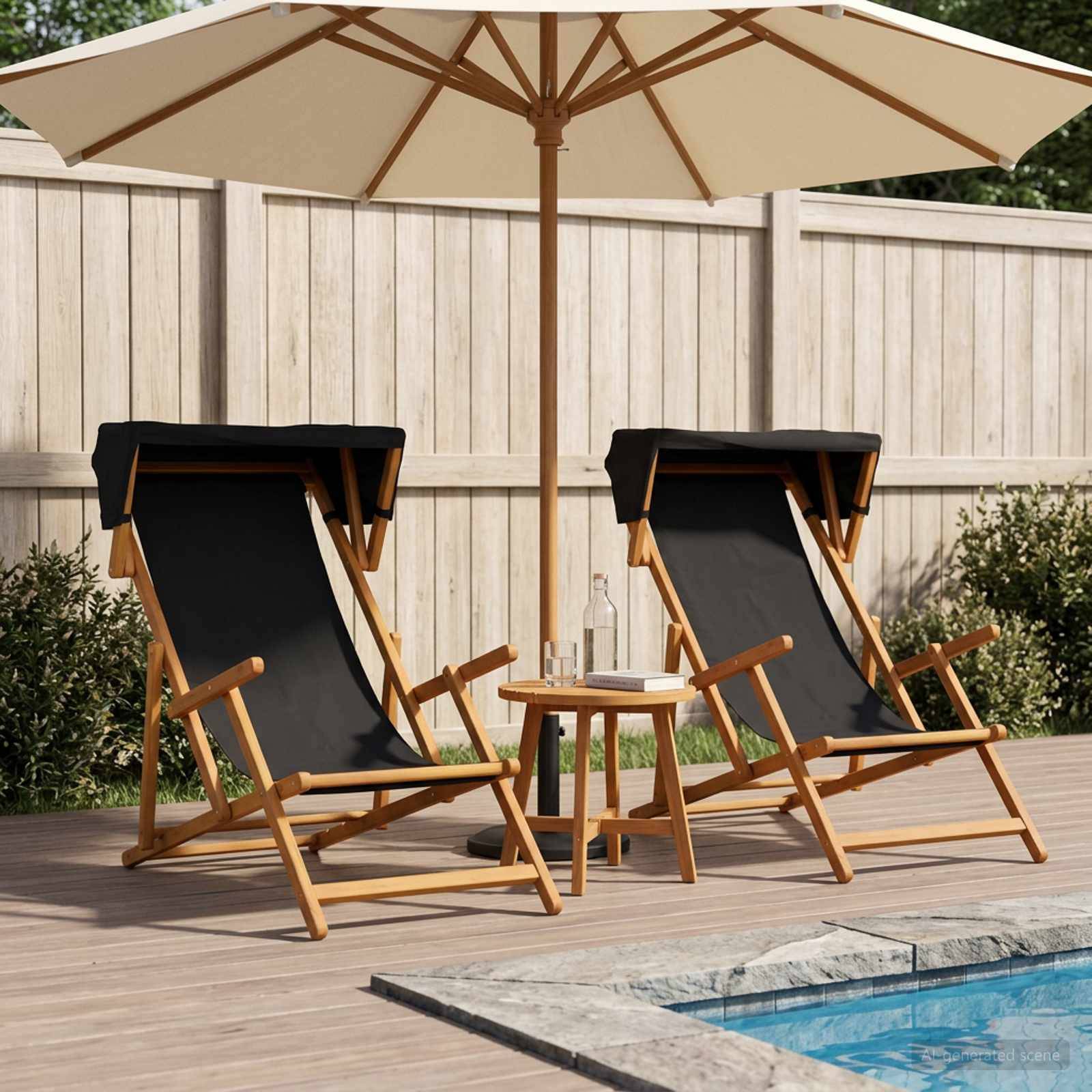 vidaXL Liegestuhl 2 pcs 3 Position Massives Eukalyptus Holz Schwarz