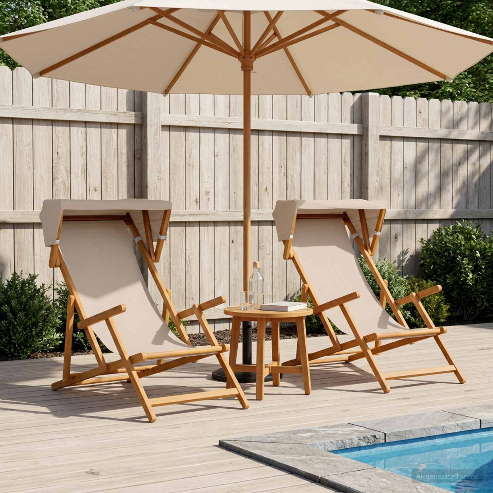 vidaXL Liegestuhl 2 pcs 3 Position Massives Eukalyptus Holz Beige