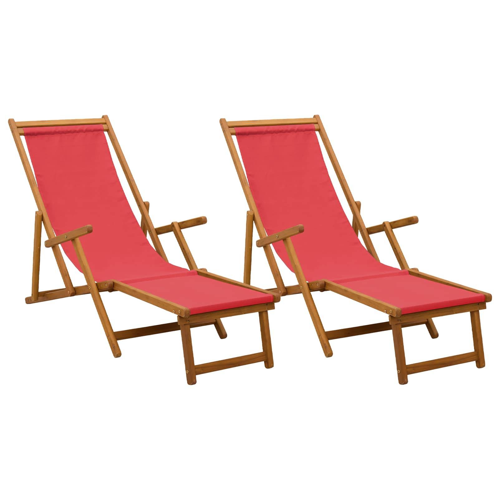vidaXL Klappbare Sonnenliege 2 pcs 3 Position Massives Eukalyptus Holz