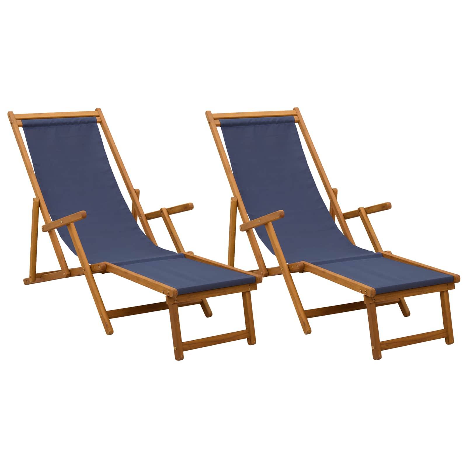 vidaXL Klappbare Sonnenliege 2 pcs 3 Position Massives Eukalyptus Holz