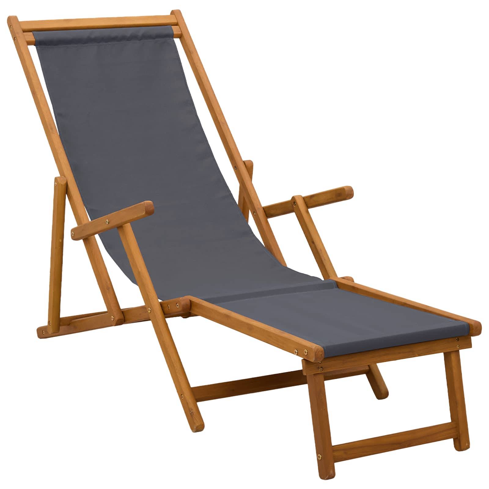 vidaXL Klappbare Sonnenliege 3 Position Massives Eukalyptus Holz Grau