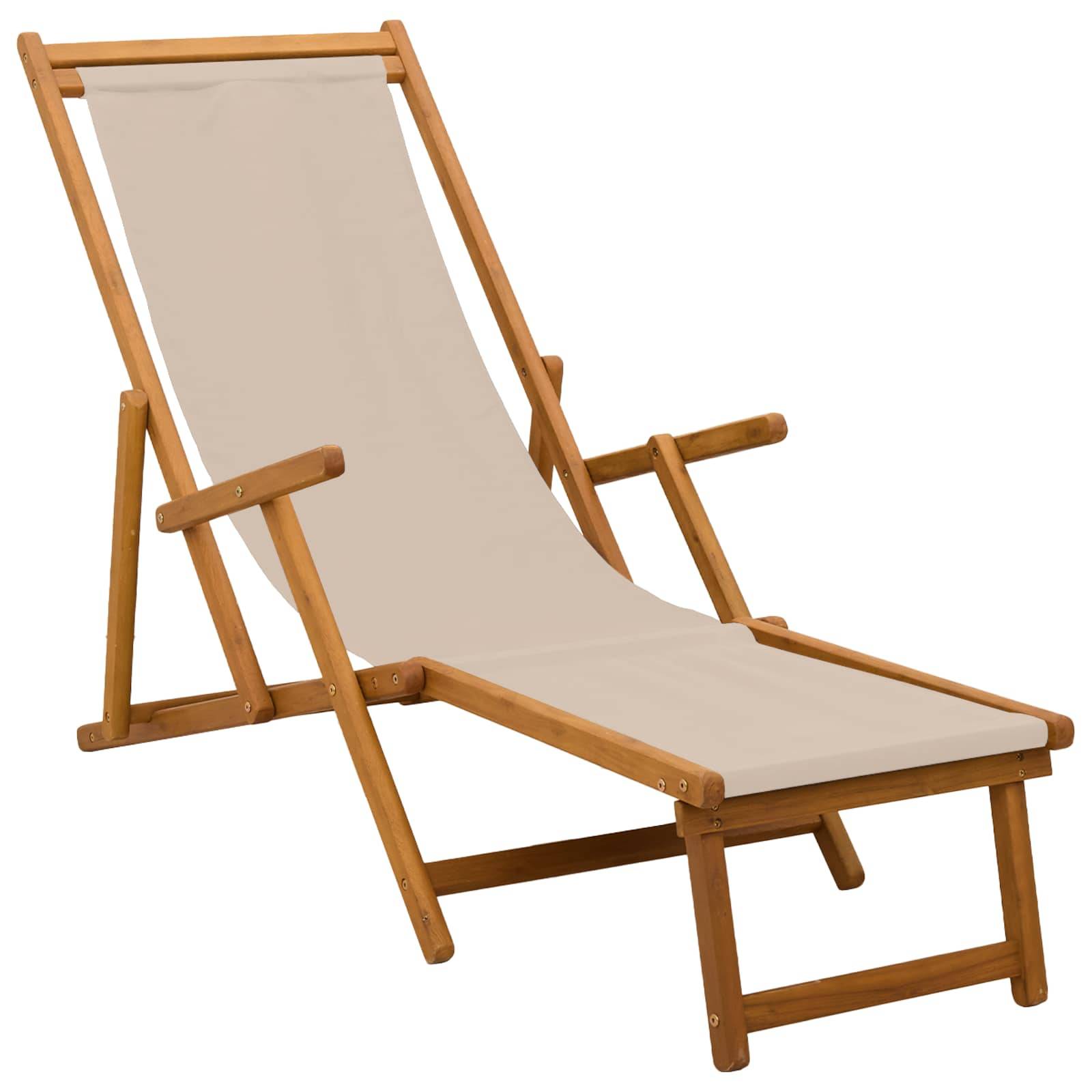 vidaXL Klappbare Sonnenliege Massives Eukalyptus Holz Beige