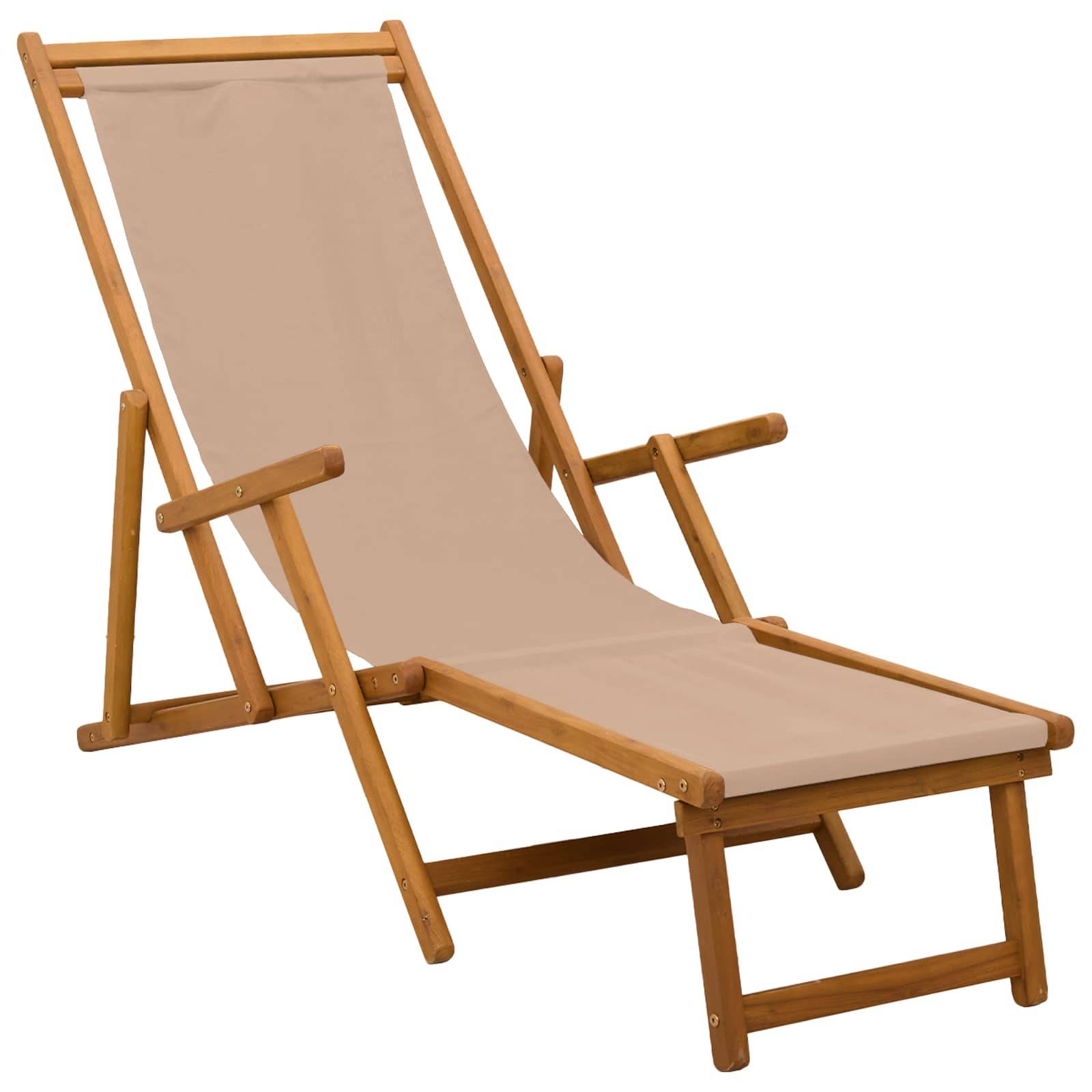 vidaXL Klappbare Sonnenliege 3 Position Massives Eukalyptus Holz Taupe