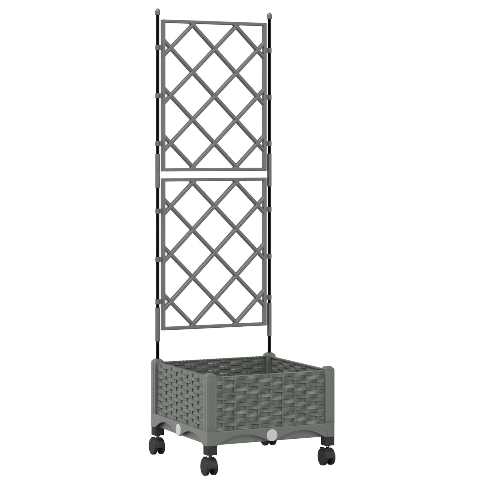 vidaXL Pflanzkübel mit Spalier und Rädern Hellgrau 40 x 40 x 131,5 cm