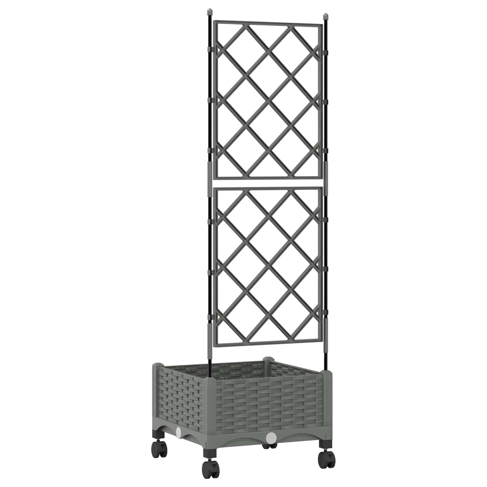 vidaXL Pflanzkübel mit Spalier und Rädern Hellgrau 40 x 40 x 131,5 cm