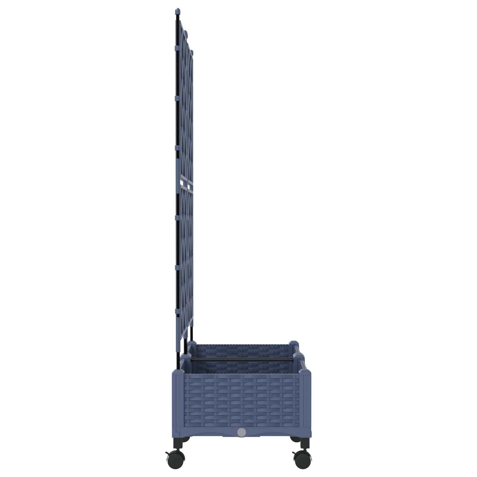 vidaXL Pflanzkübel mit Spalier und Rädern 2 stk. Grau PP