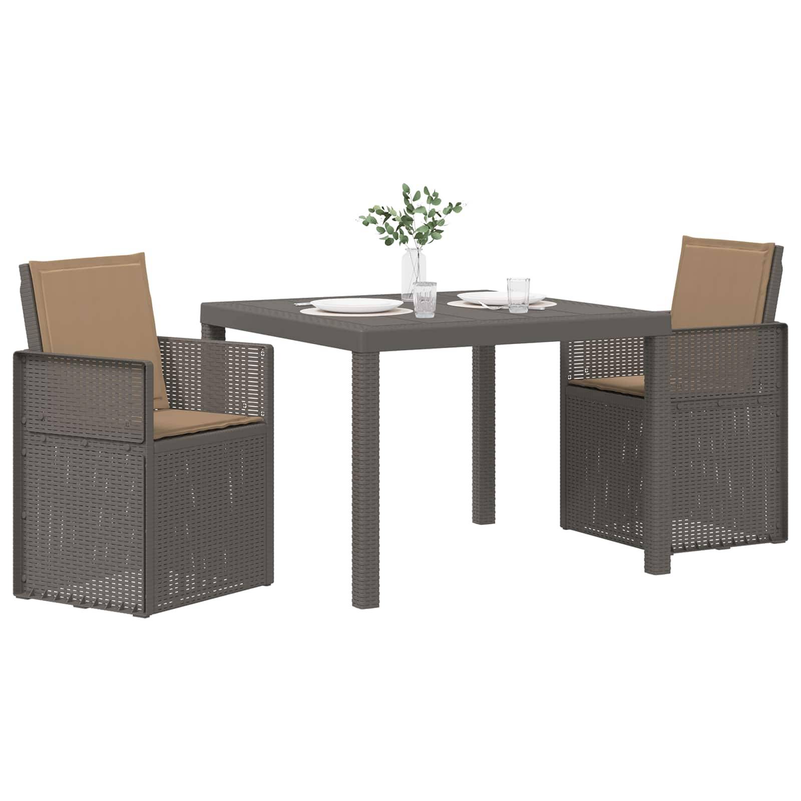 vidaXL Garten Essgruppe 3 Stk. Hellgrau und Taupe PP