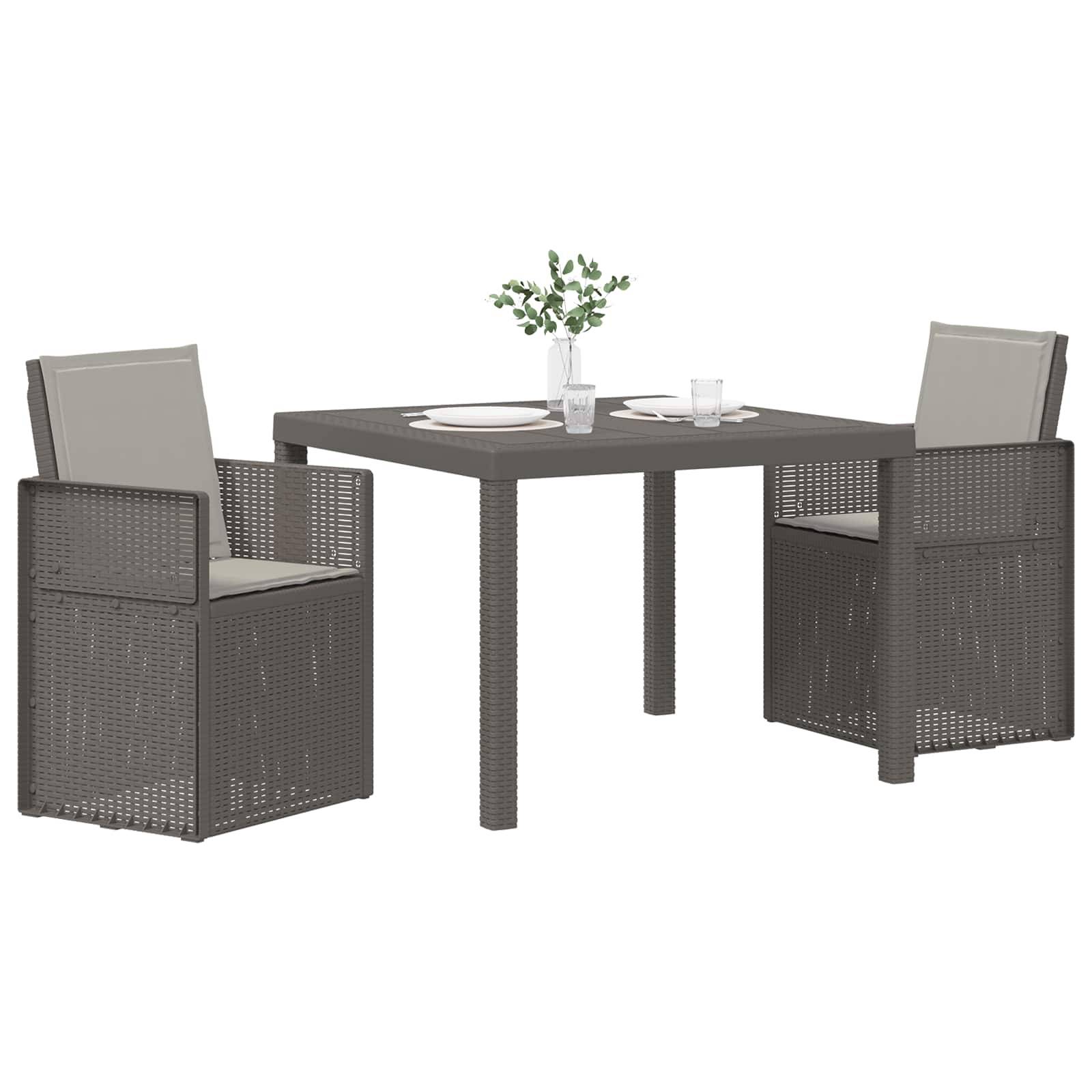 vidaXL Garten Essgruppe 3 Stk. Hellgrau PP