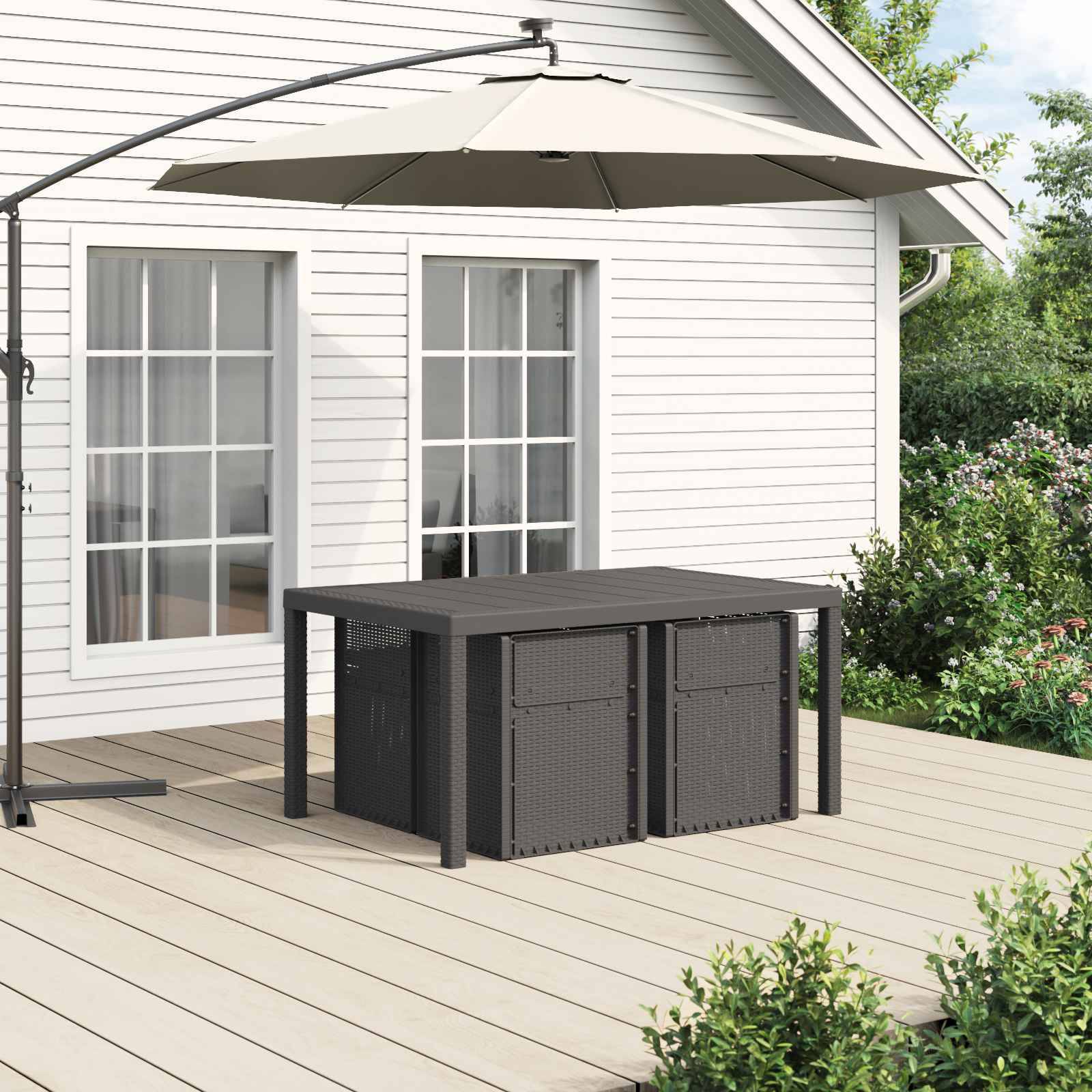 vidaXL Garten Essgruppe 5 Stk. Hellgrau und Creme PP