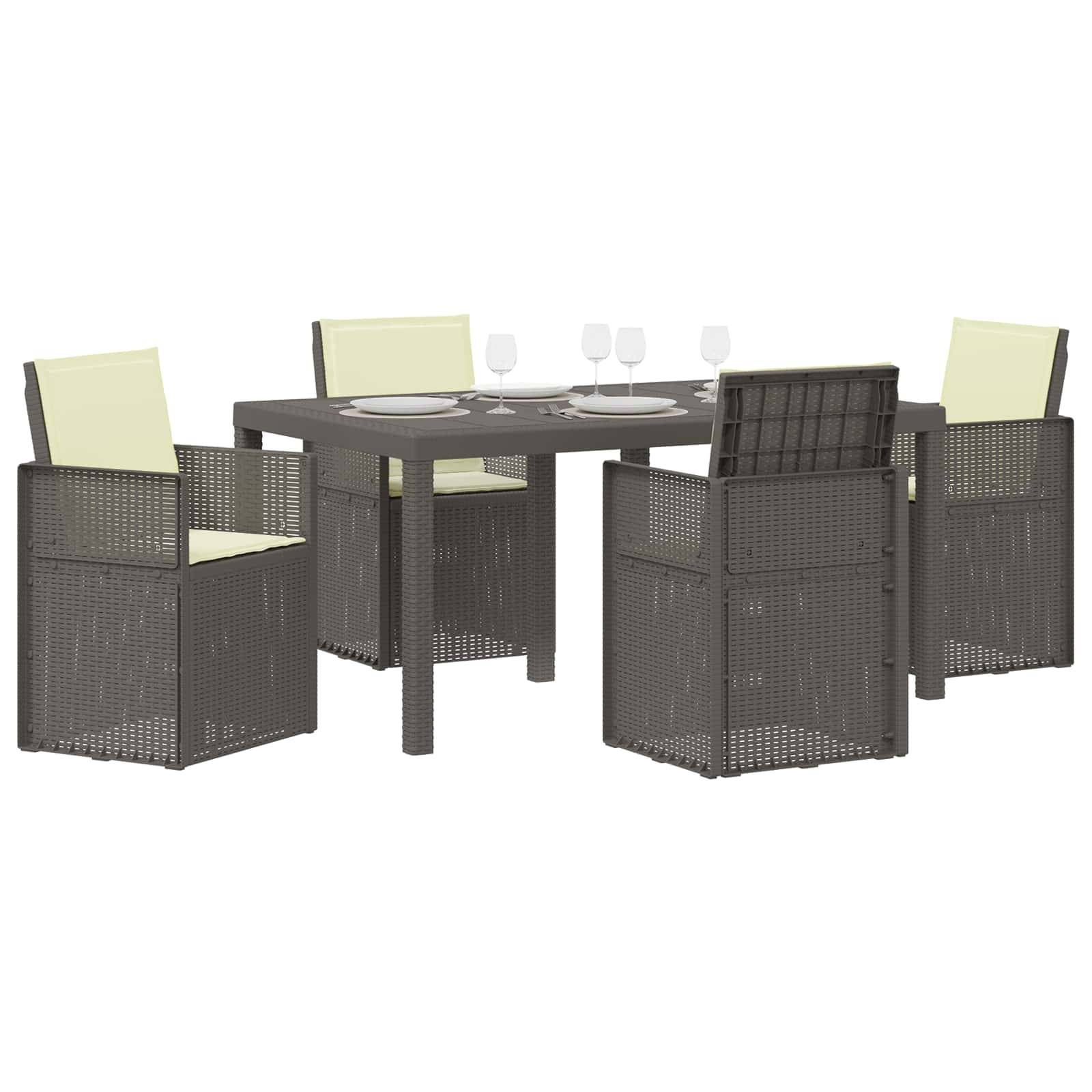vidaXL Garten Essgruppe 5 Stk. Hellgrau und Creme PP