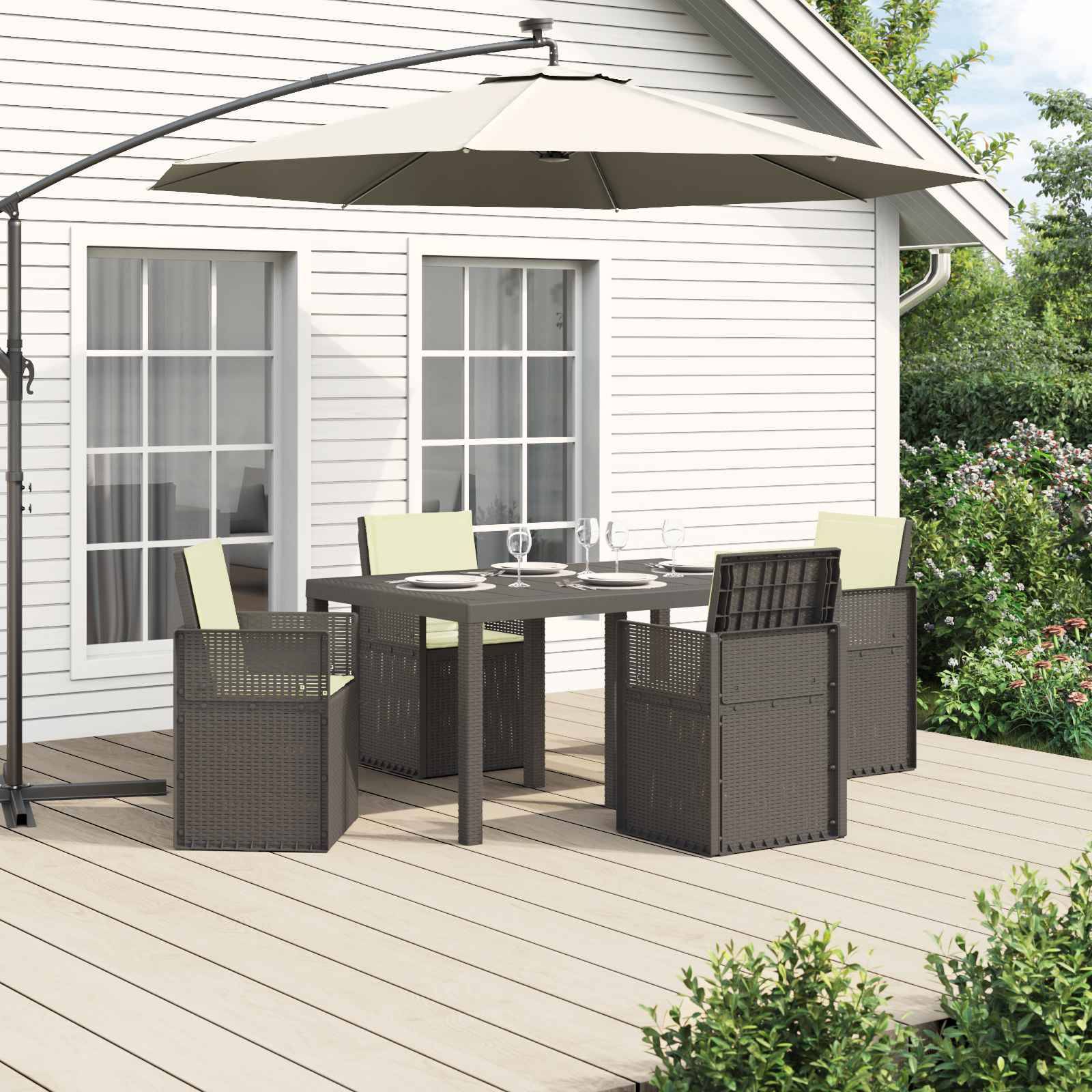 vidaXL Garten Essgruppe 5 Stk. Hellgrau und Creme PP