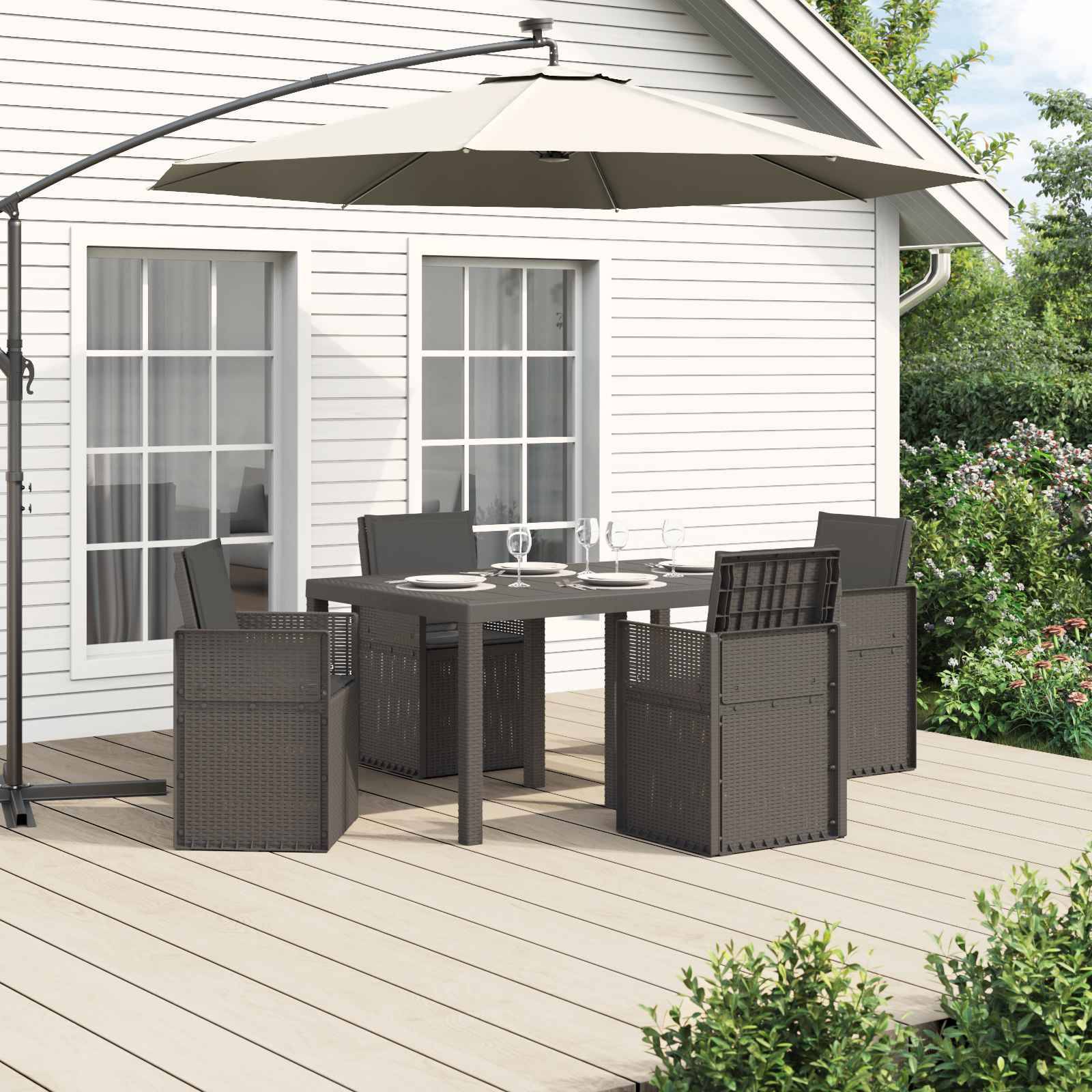 vidaXL Garten Essgruppe 5 Stk. Hellgrau und Anthrazit PP