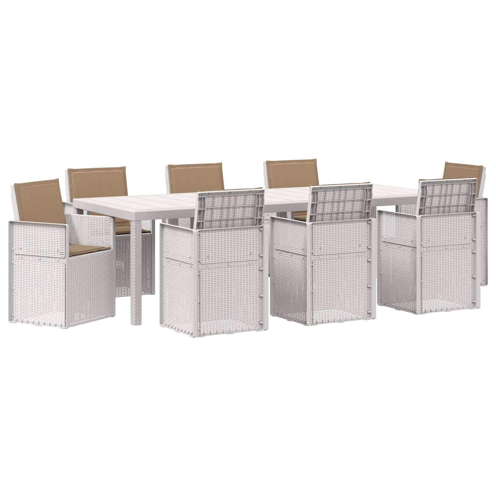 vidaXL Garten Essgruppe 9 Stk. Weiß und Taupe PP