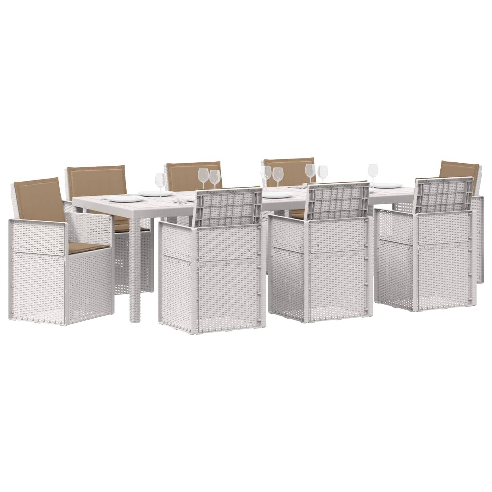 vidaXL Garten Essgruppe 9 Stk. Weiß und Taupe PP