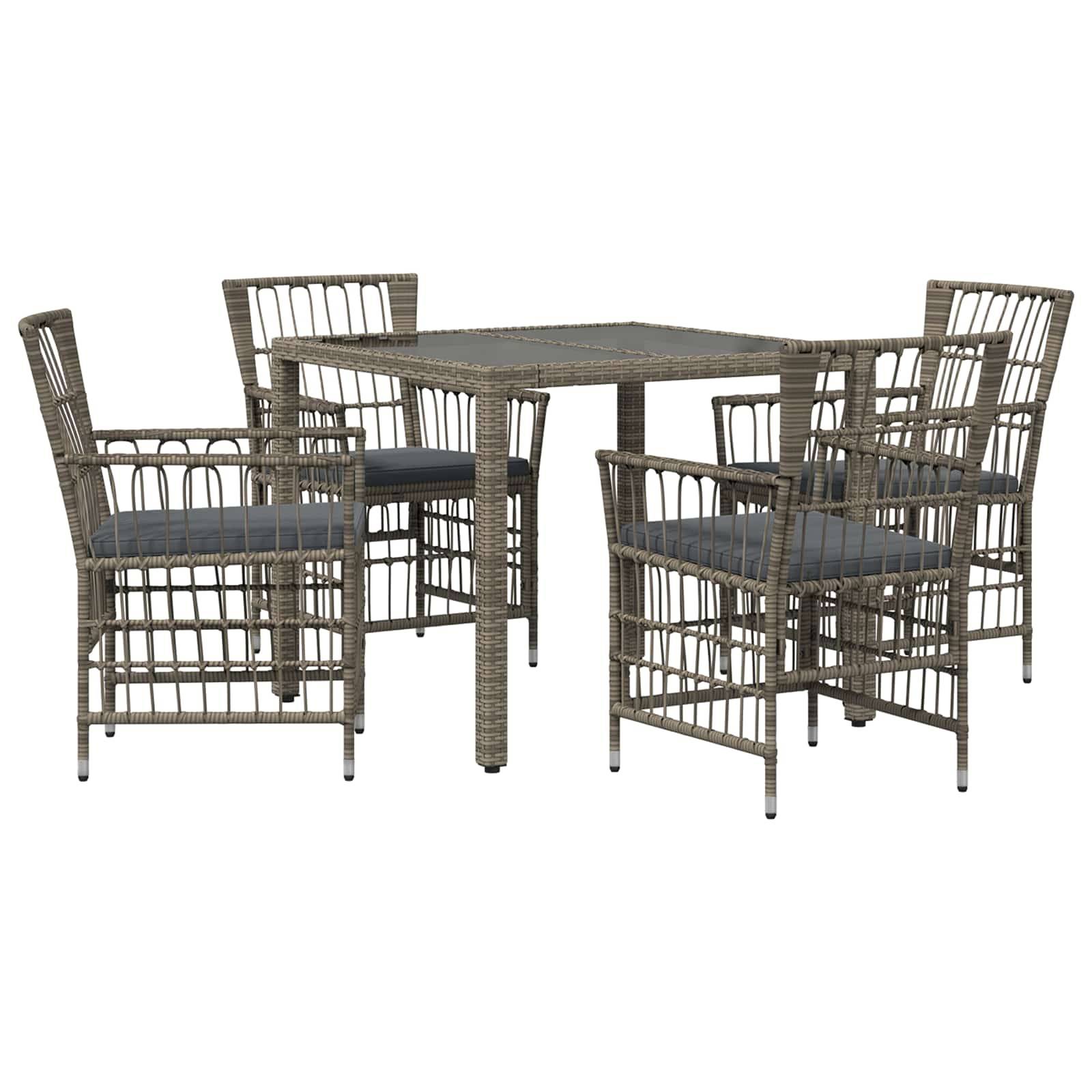 vidaXL Outdoor-Essgruppe 5 stk. Grau Poly-Rattan