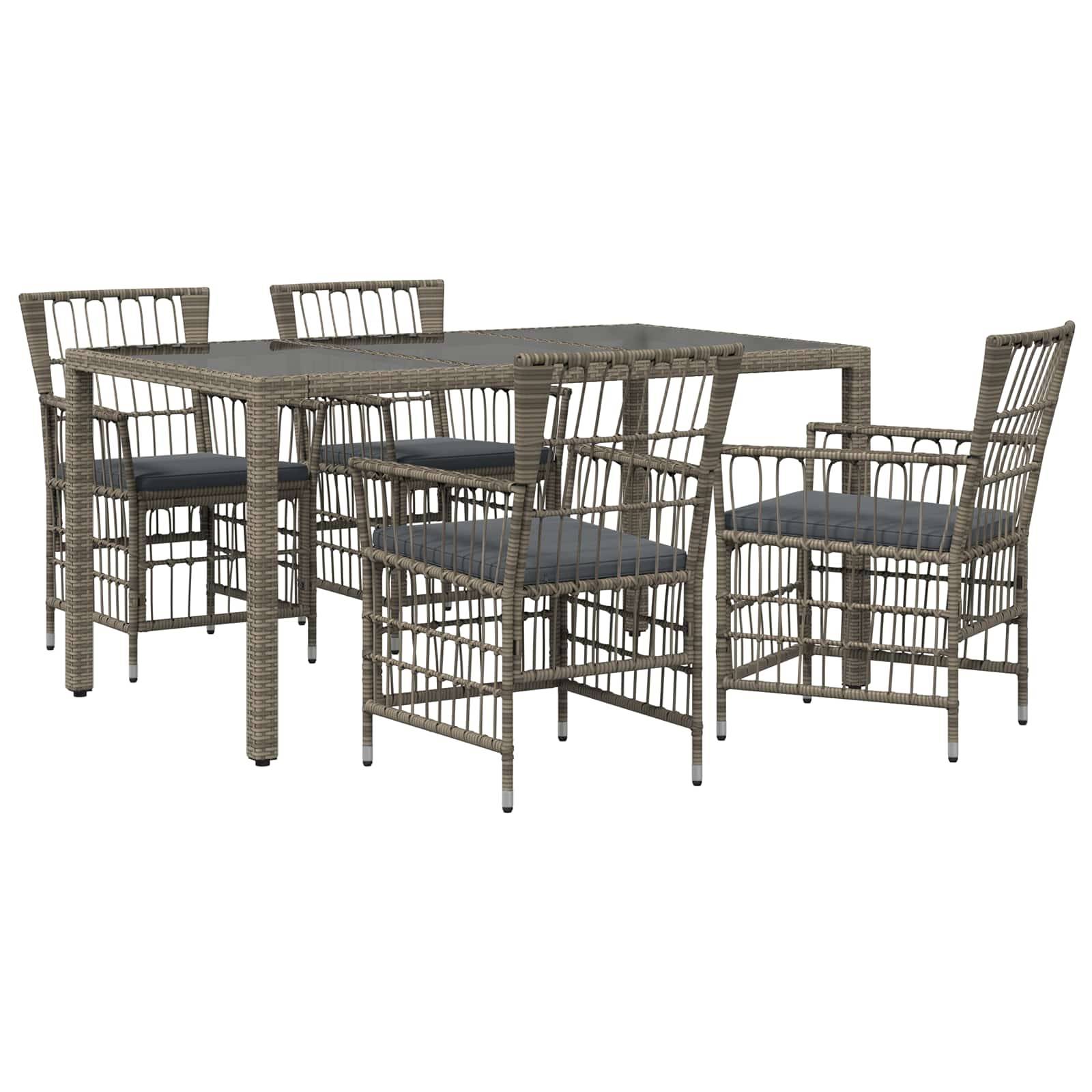 vidaXL Outdoor-Essgruppe 5 stk. Grau Poly-Rattan