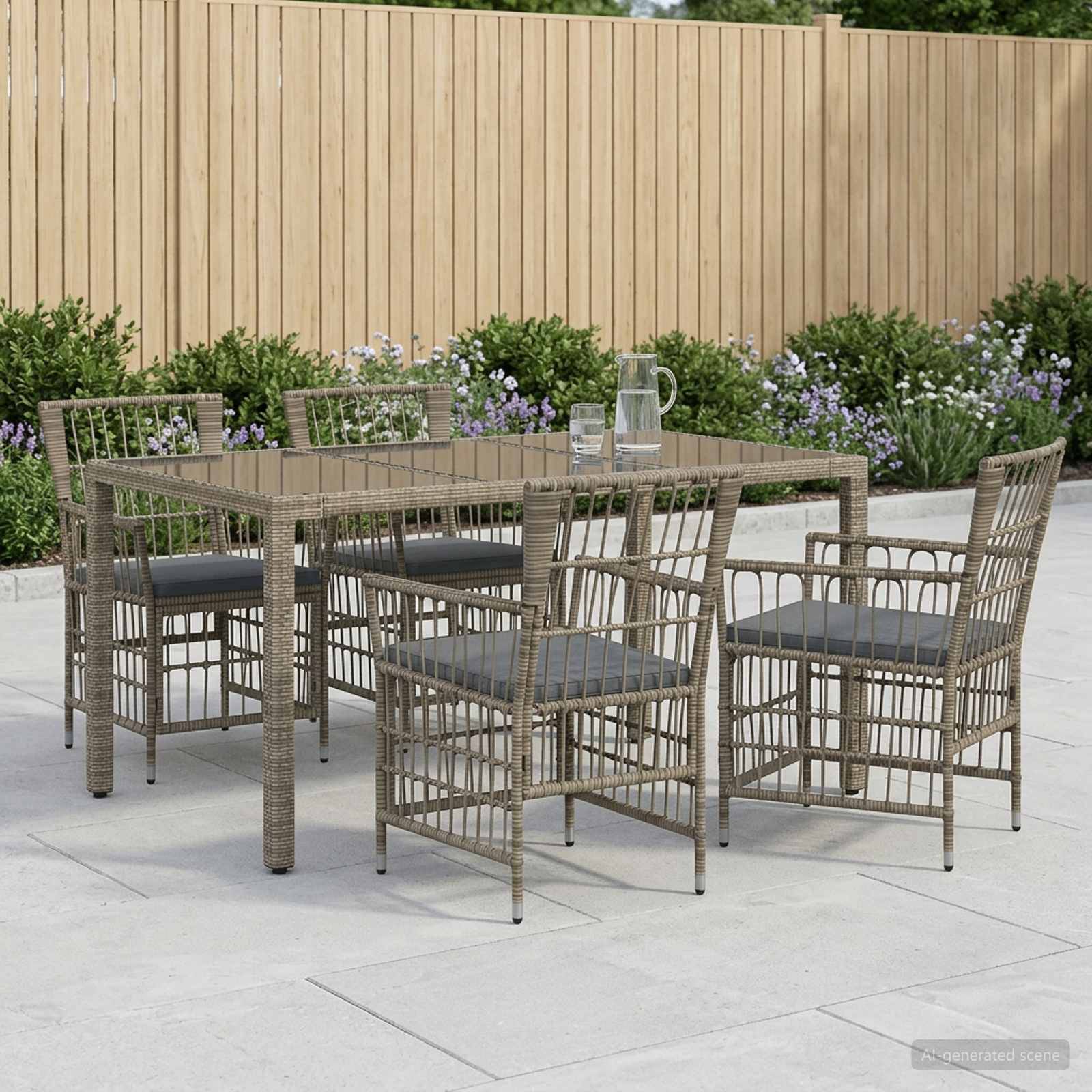 vidaXL Outdoor-Essgruppe 5 stk. Grau Poly-Rattan