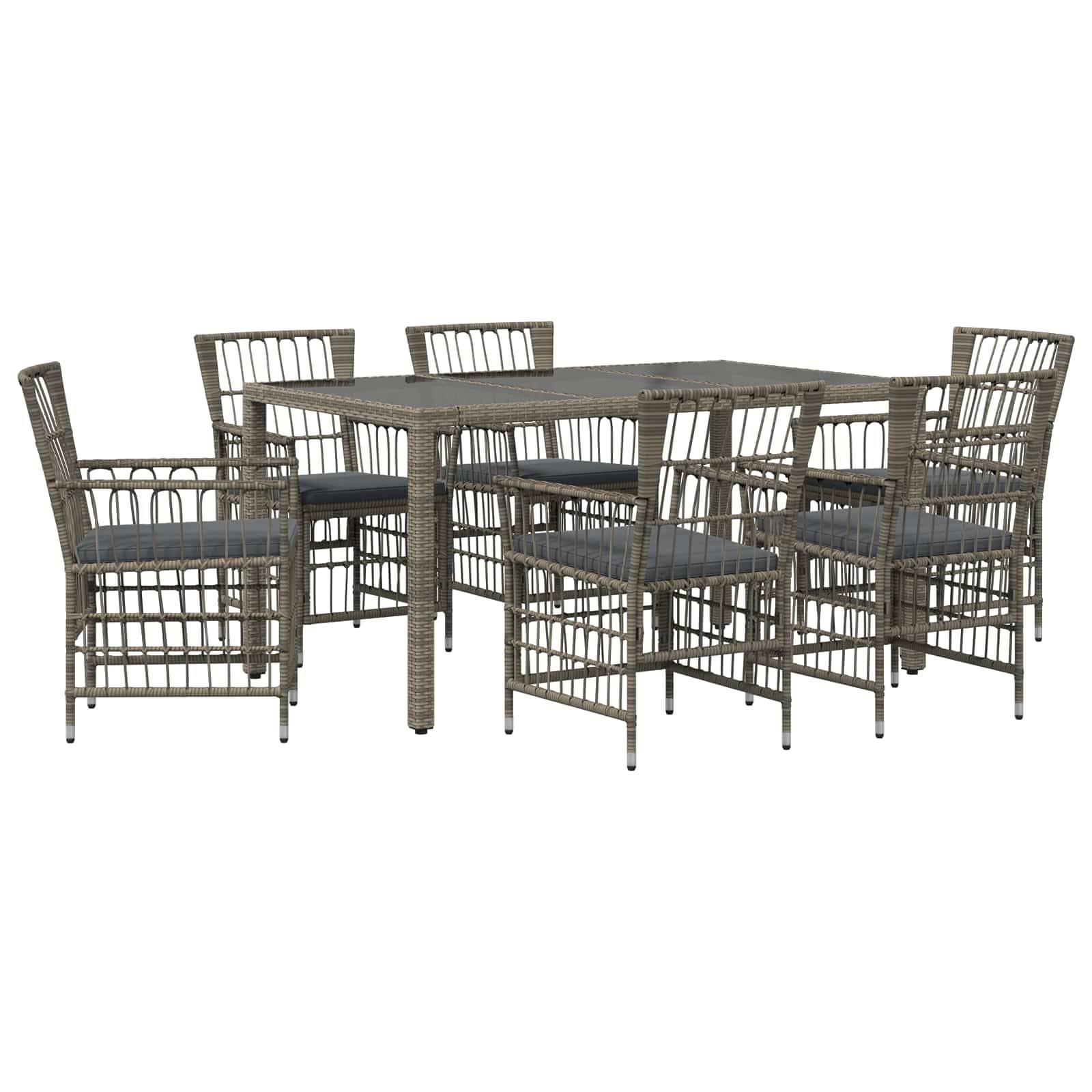 vidaXL Outdoor-Essgruppe 7 stk. Grau Poly-Rattan