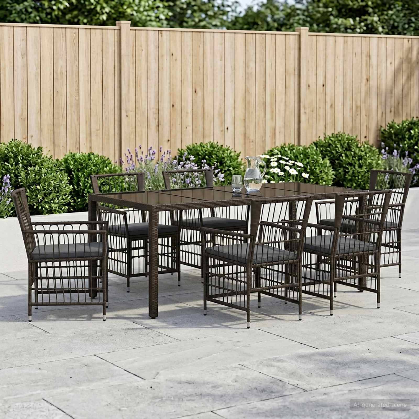 vidaXL Outdoor-Essgruppe 7 stk. Schwarz Poly-Rattan