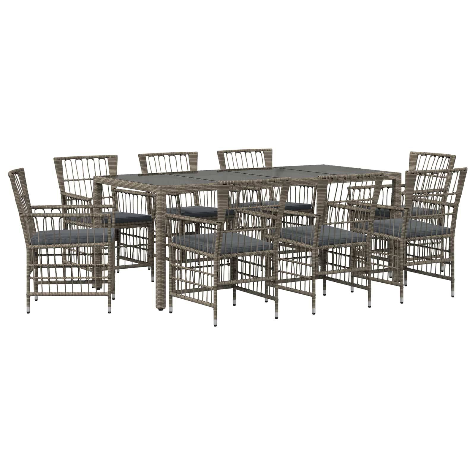 vidaXL Outdoor-Essgruppe 9 stk. Grau Poly-Rattan