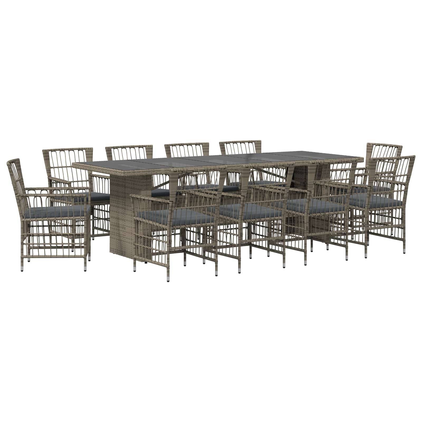 vidaXL Outdoor-Essgruppe 11 stk. Grau Poly-Rattan