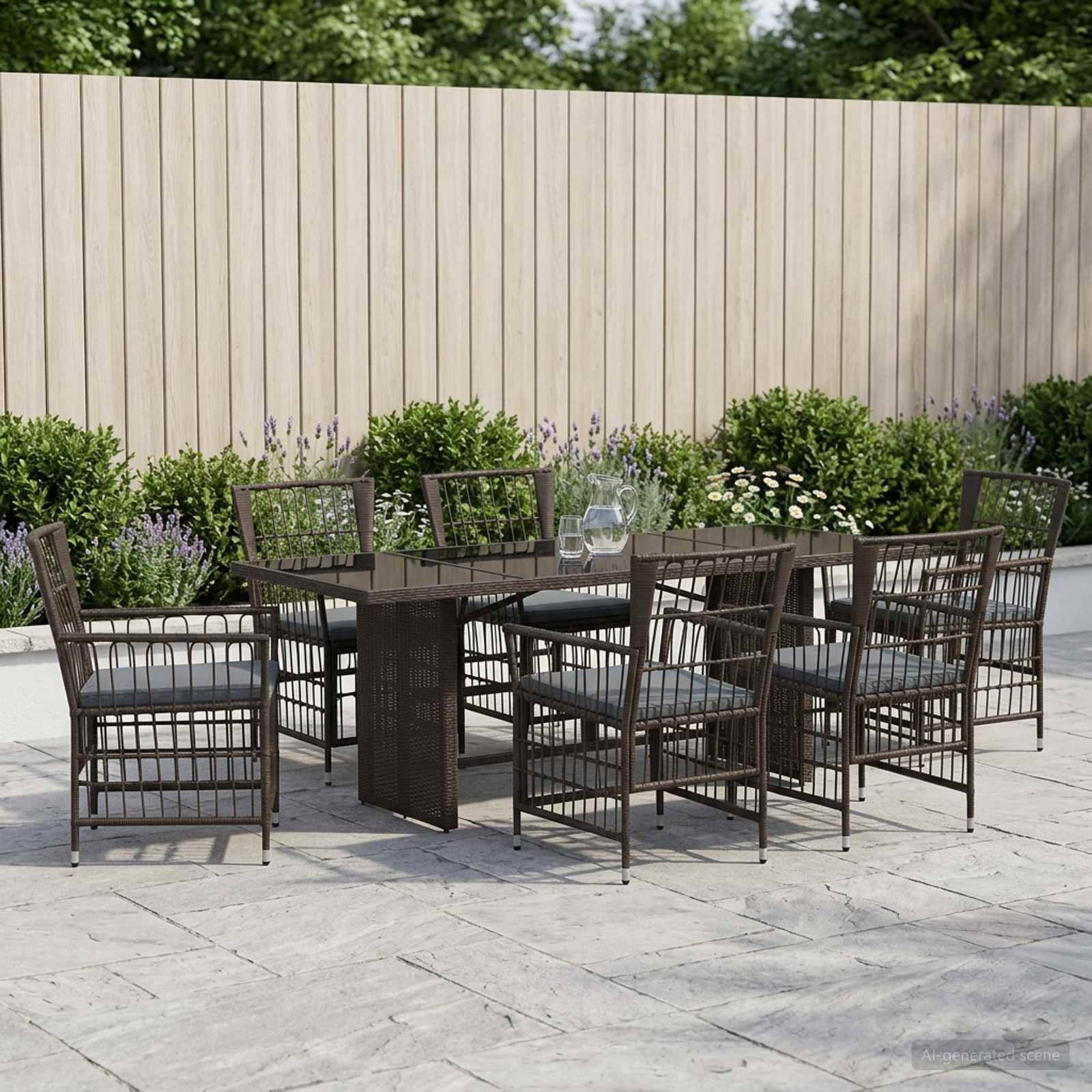 vidaXL Outdoor-Essgruppe 7 stk. Schwarz Poly-Rattan