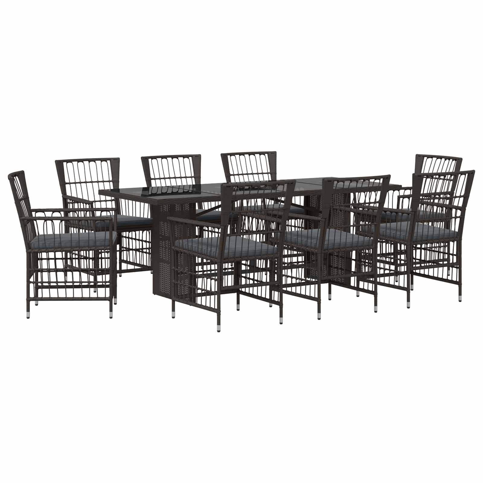vidaXL Outdoor-Essgruppe 9 stk. Schwarz Poly-Rattan