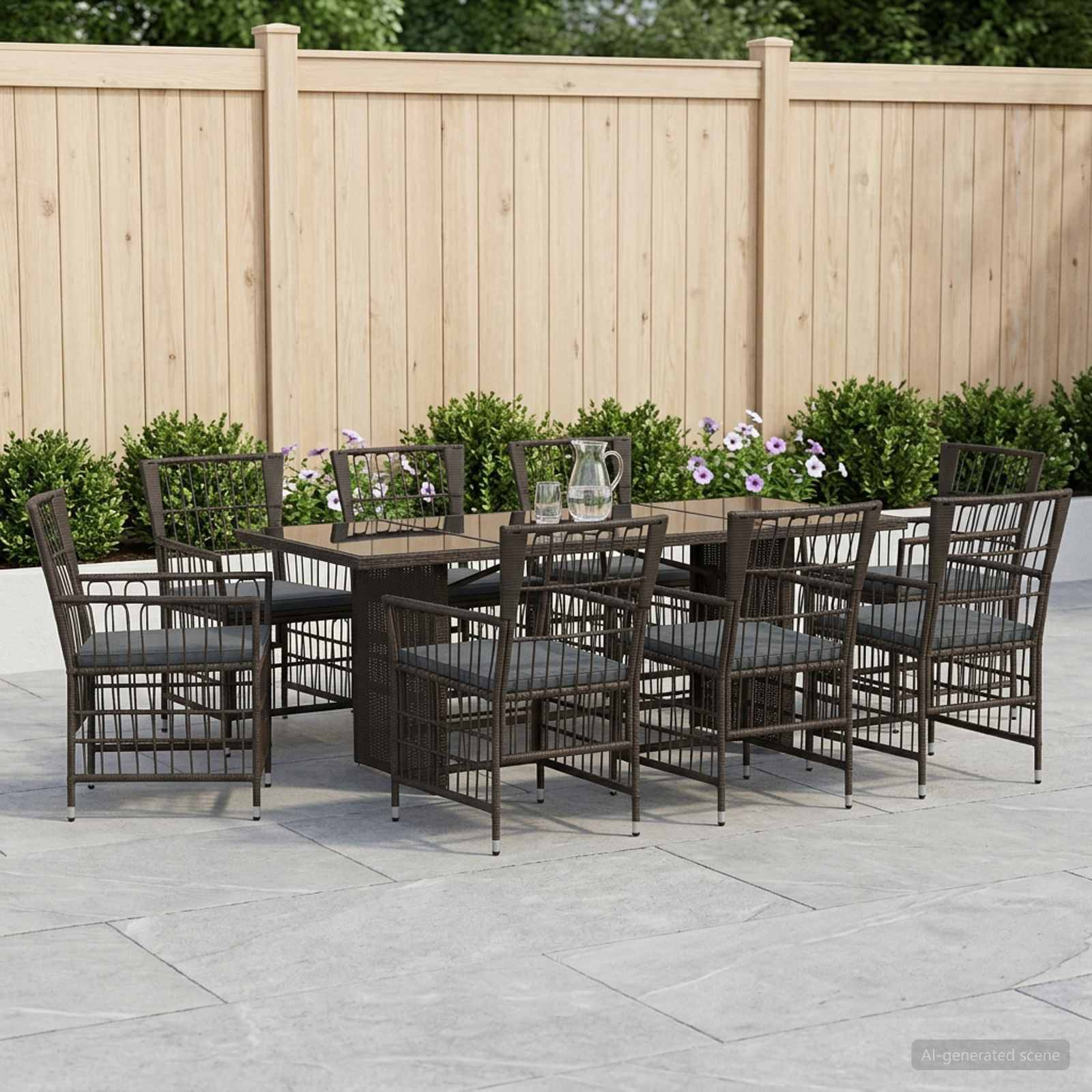 vidaXL Outdoor-Essgruppe 9 stk. Schwarz Poly-Rattan