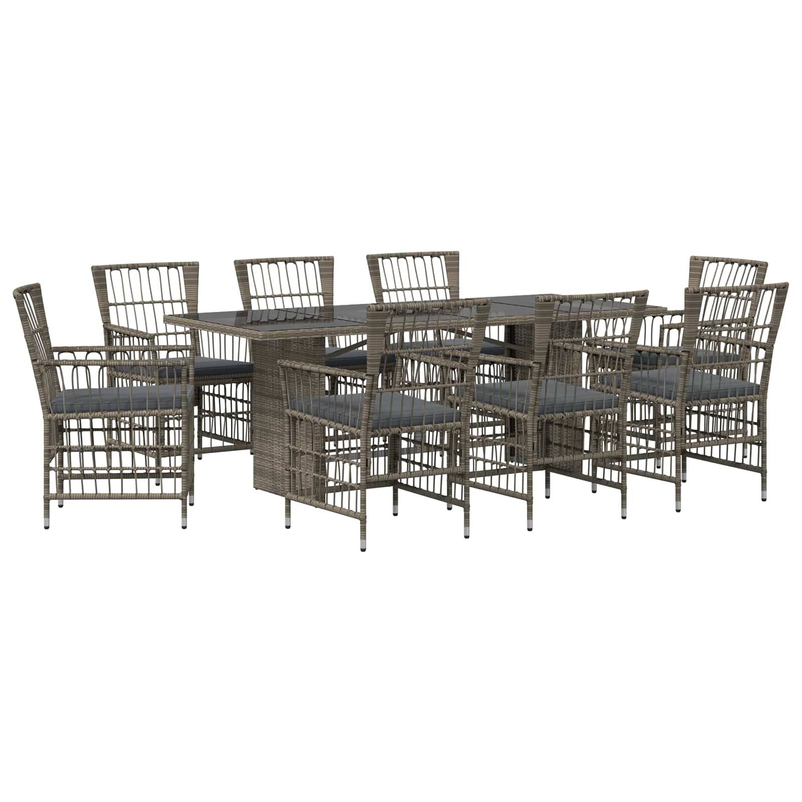 vidaXL Outdoor-Essgruppe 9 stk. Grau Poly-Rattan