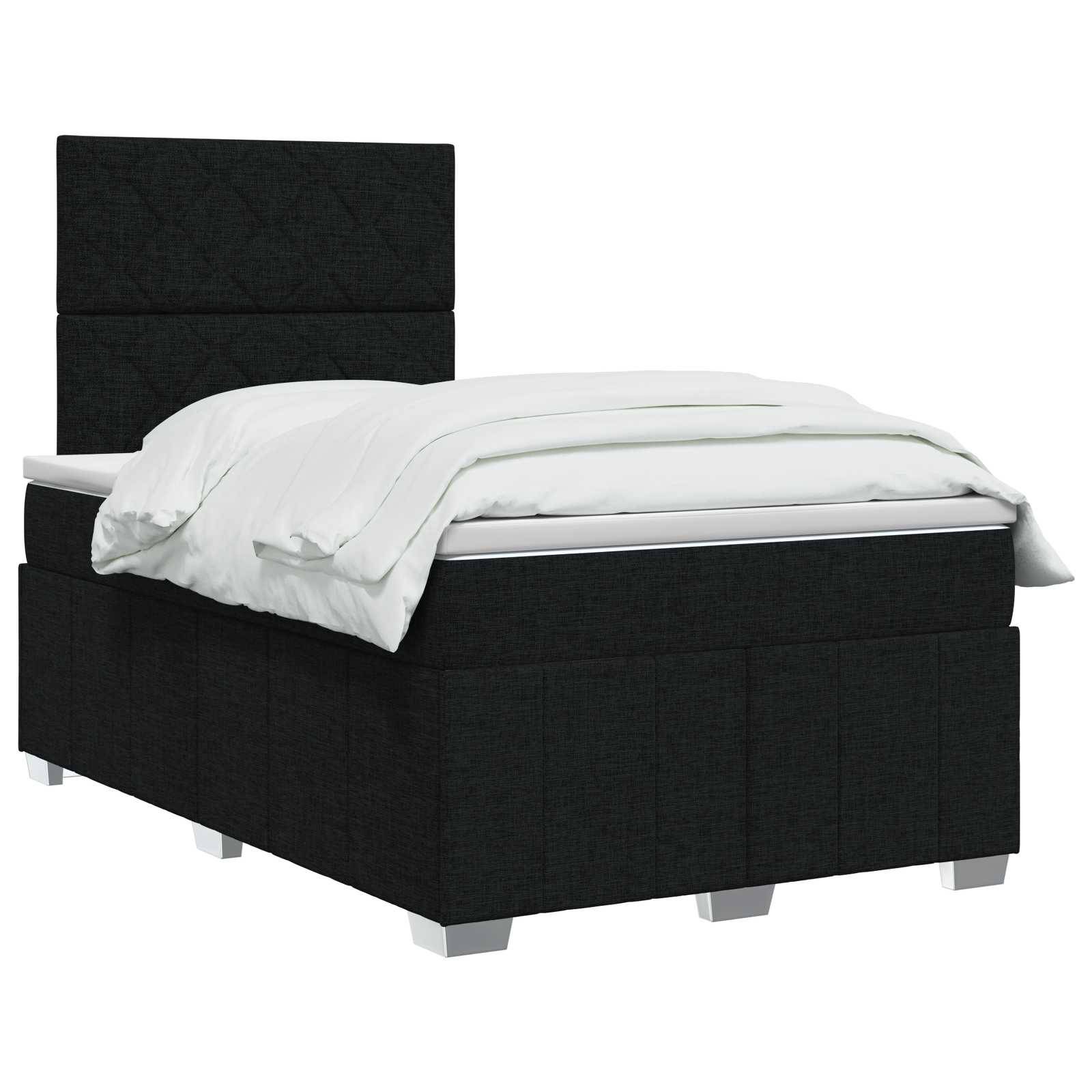 vidaXL Boxspringbett mit Matratze Schwarz 120 x 200 cm Stoff