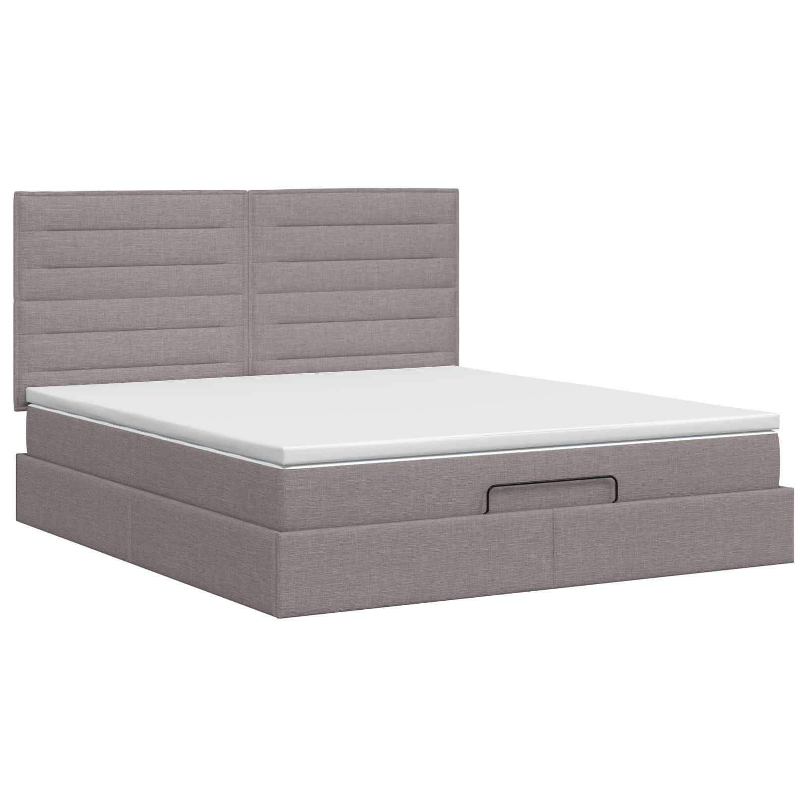 vidaXL Ottoman Bett mit Matratze mit Kopfteil Taupe 140 x 200 cm Stoff