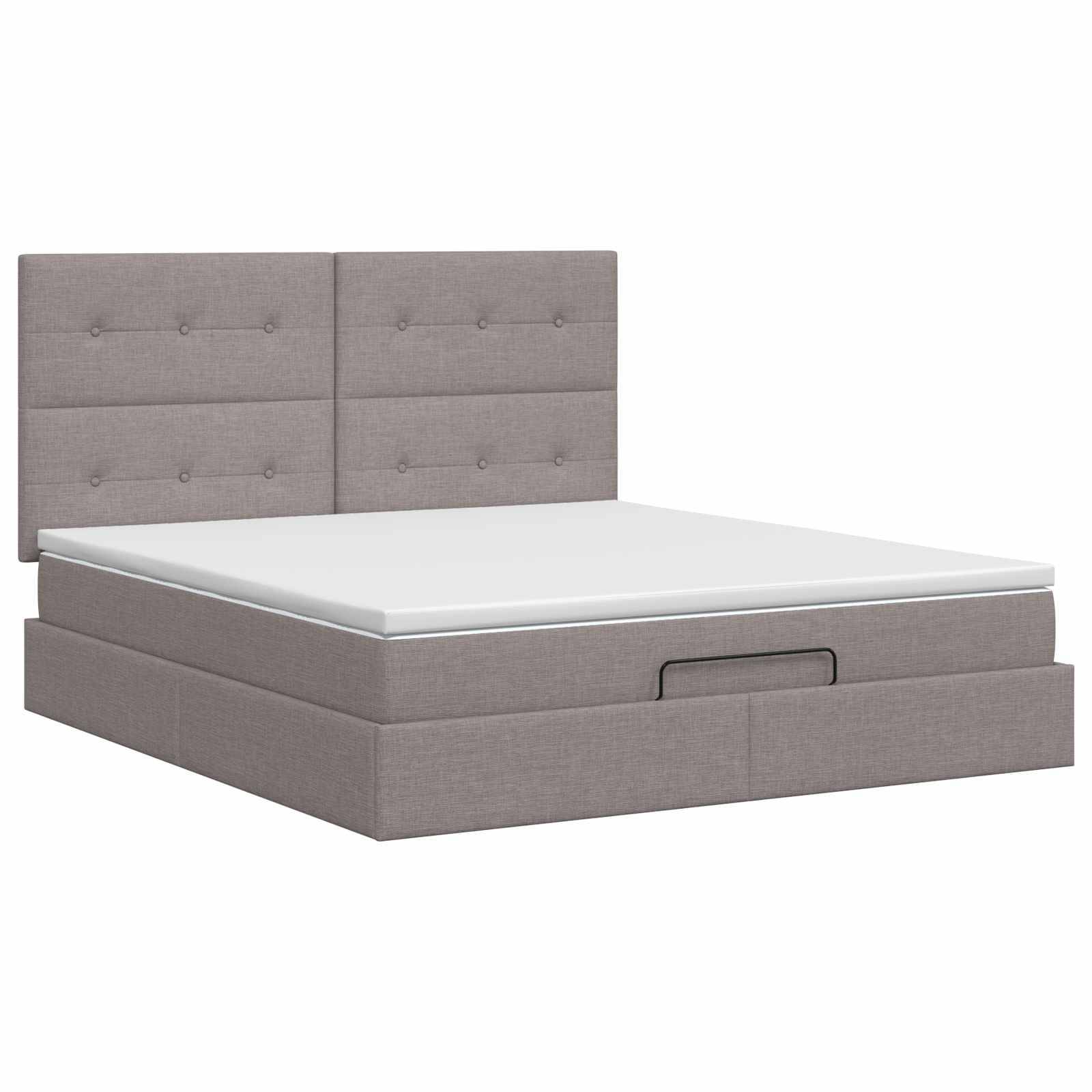 vidaXL Ottoman Bett mit Matratze mit Kopfteil Taupe 140 x 200 cm Stoff