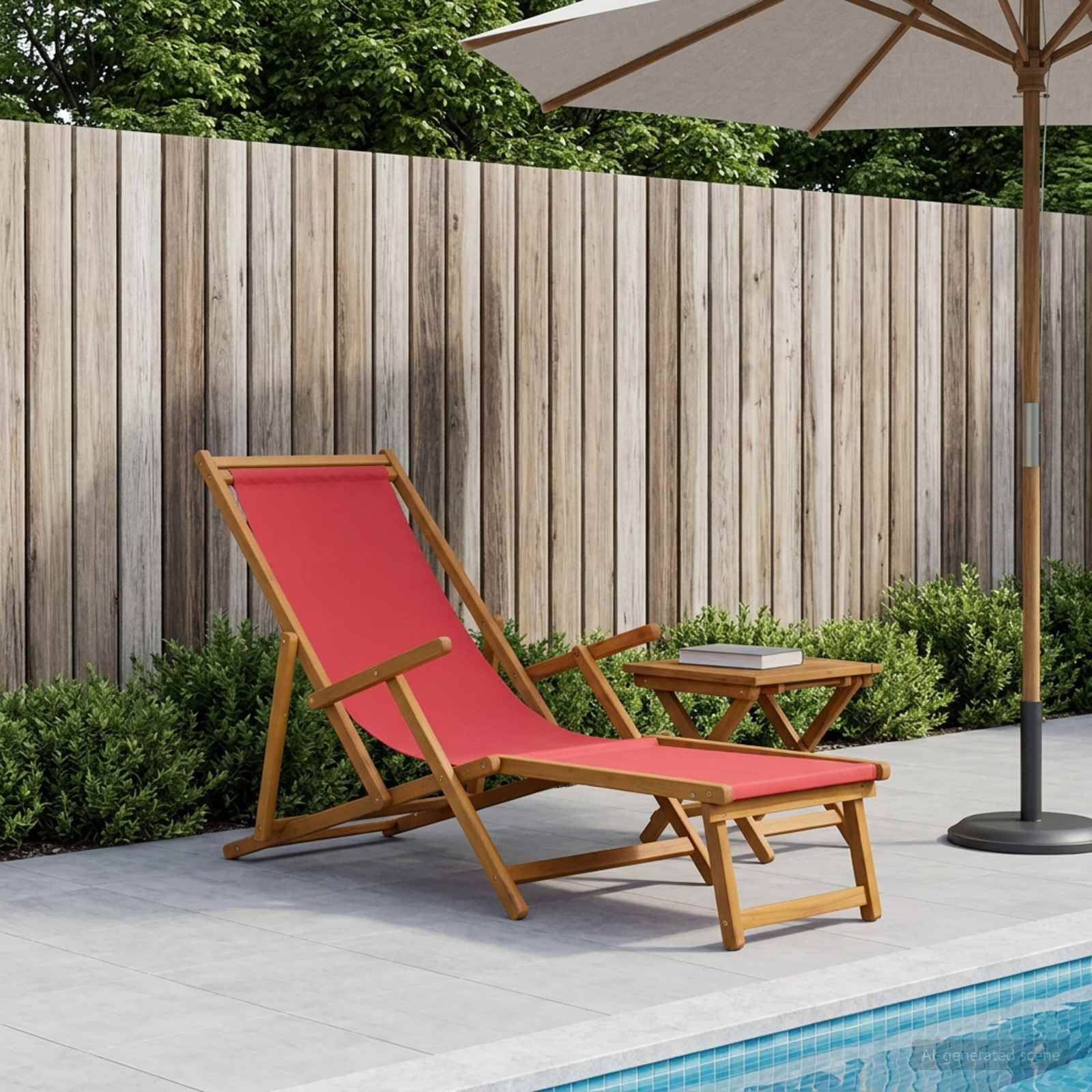 vidaXL Klappbare Sonnenliege 3 Position Massives Eukalyptus Holz Rot