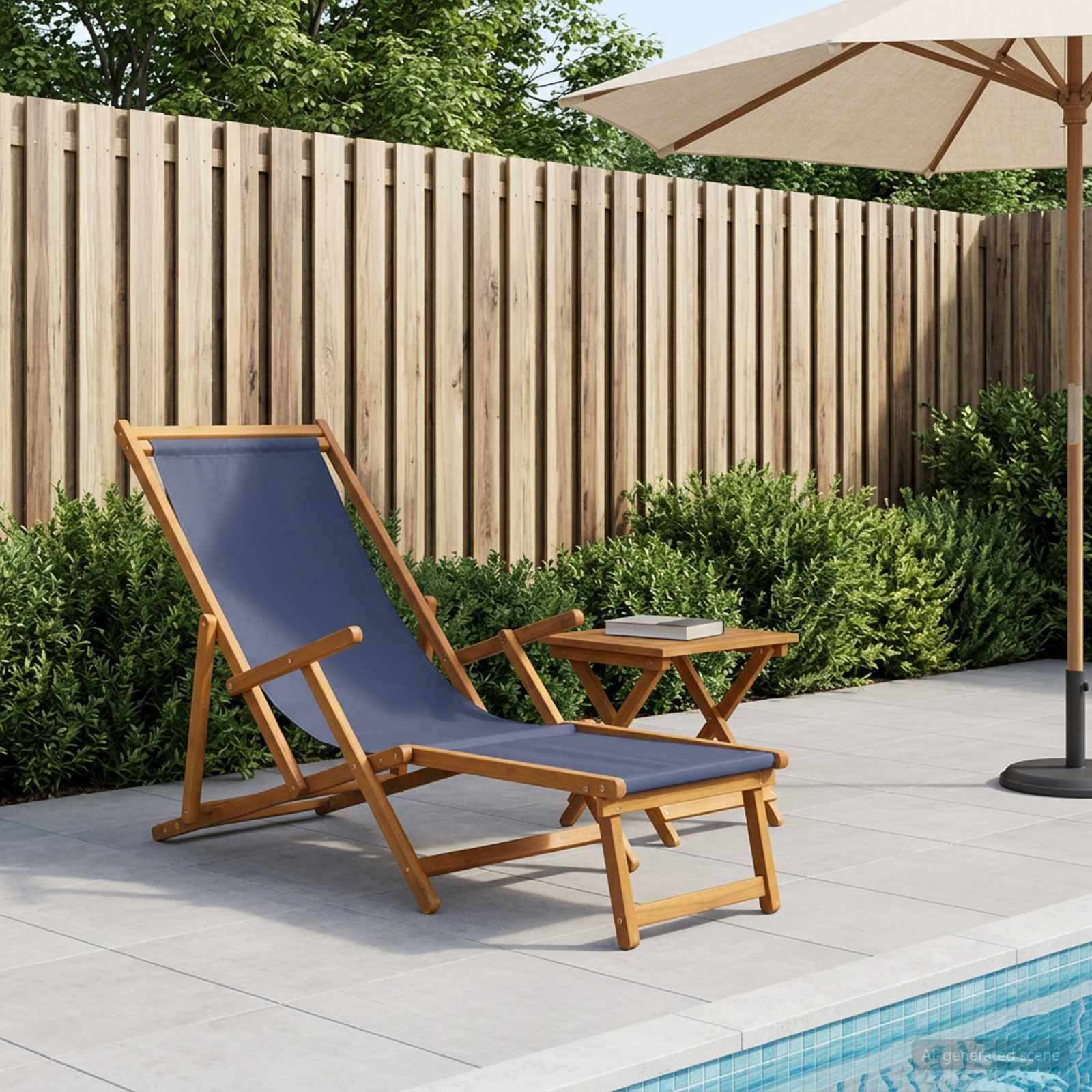 vidaXL Klappbare Sonnenliege 3 Position Massives Eukalyptus Holz Blau