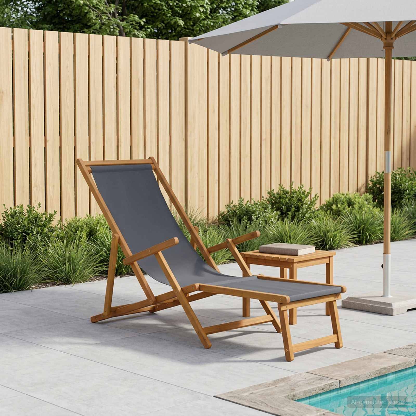 vidaXL Klappbare Sonnenliege 3 Position Massives Eukalyptus Holz Grau