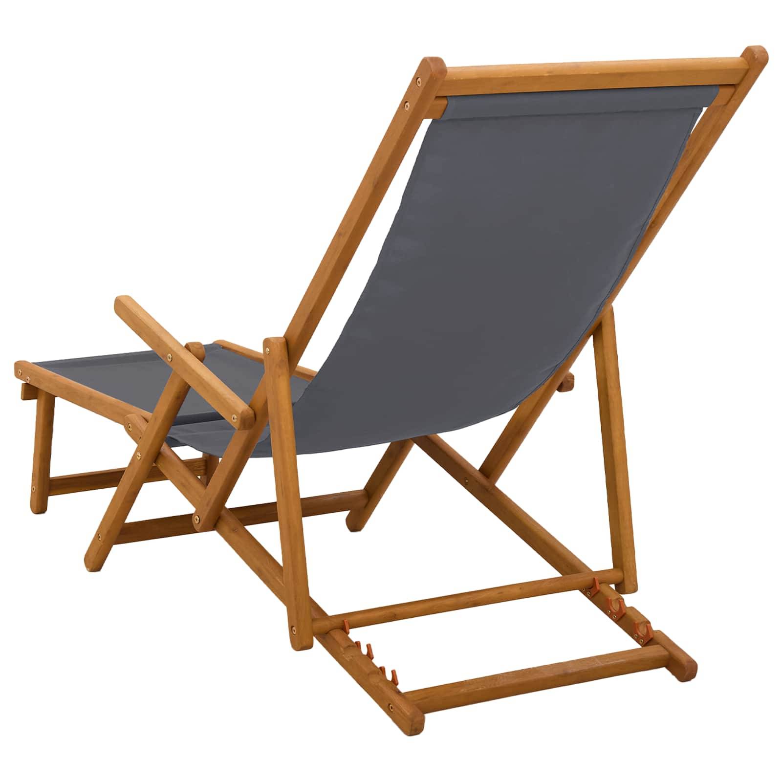 vidaXL Klappbare Sonnenliege 3 Position Massives Eukalyptus Holz Grau